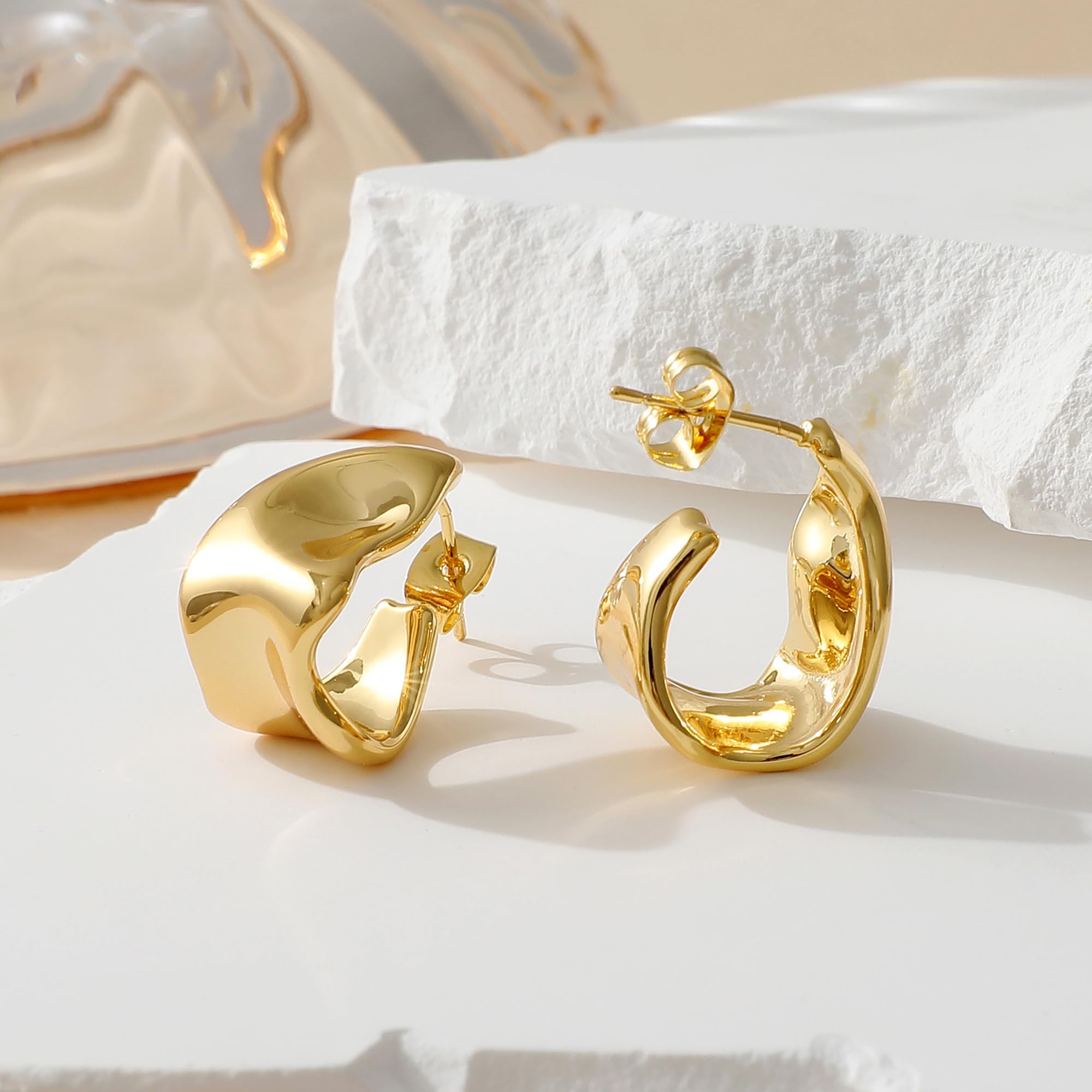 SHERLOVE Chunky Knot Gold Earrings Women Statement Drop Dangle Earrings | 14K Gold Plated Hypoallergenic Lightweight,Trendy Dainty Elegant Cute,Women Gold Jewelry Fashion Accessories Gifts