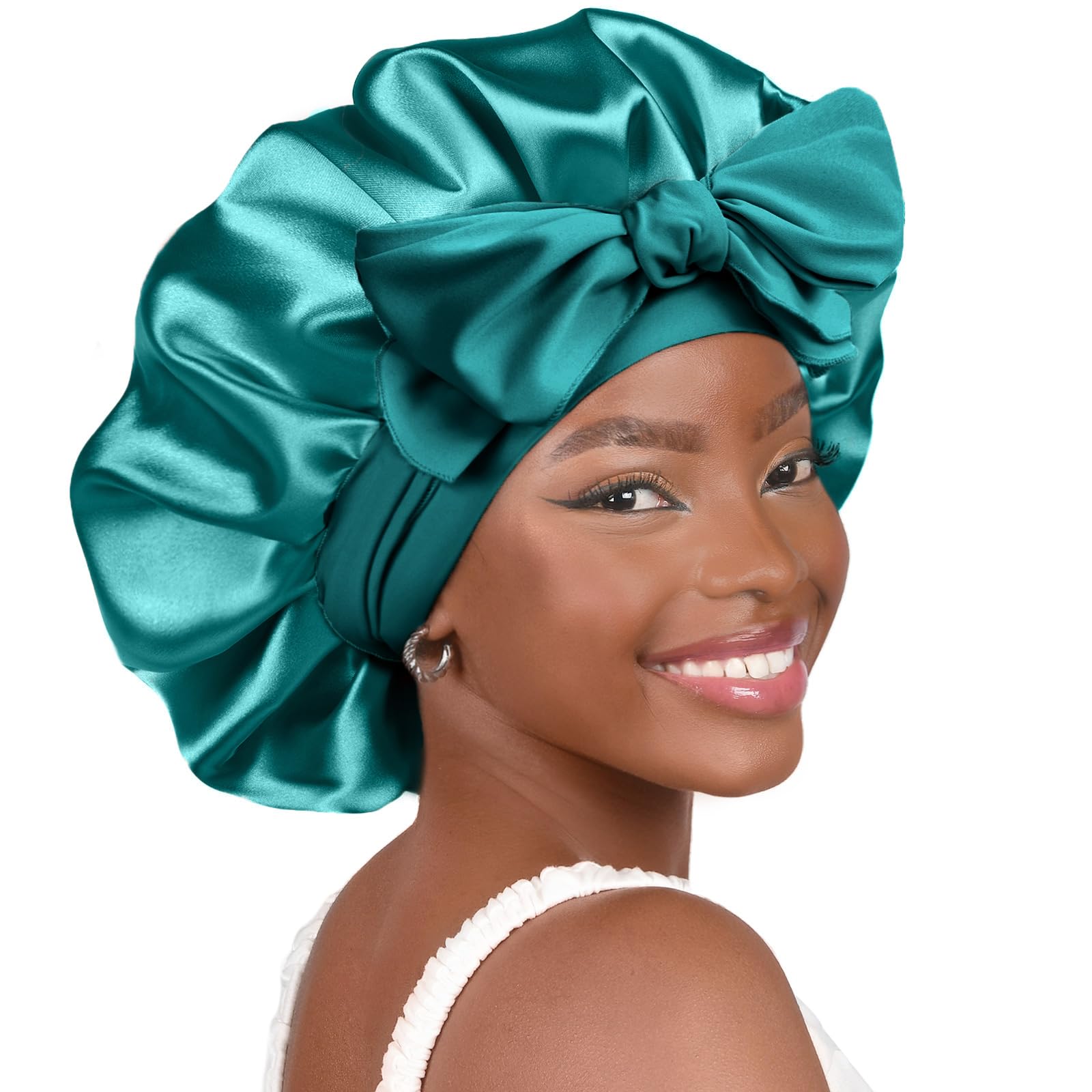 YANIBEST Adjustable Silk Bonnet for Sleeping Women Double Layer Satin Bonnet Reduce Friction Prevent Frizz Curly Hair