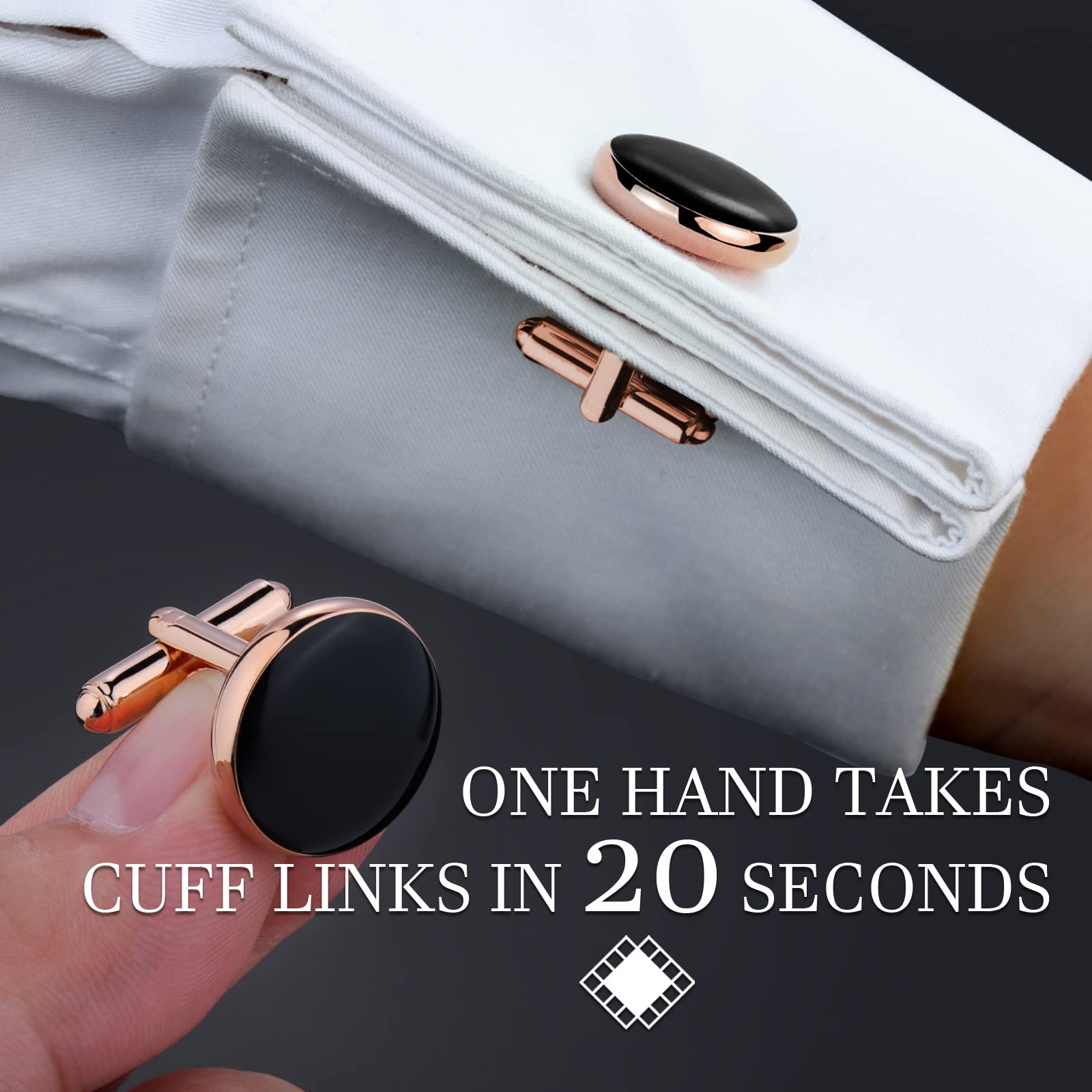 HAWSON Men’s Cufflinks and Tuxedo Studs Set with Gift Box; Men’s Jewelry or Accessories Suitable for Black Suit White Shirts Vest and Red Bow tie on Wedding or Anniversary and Birthday