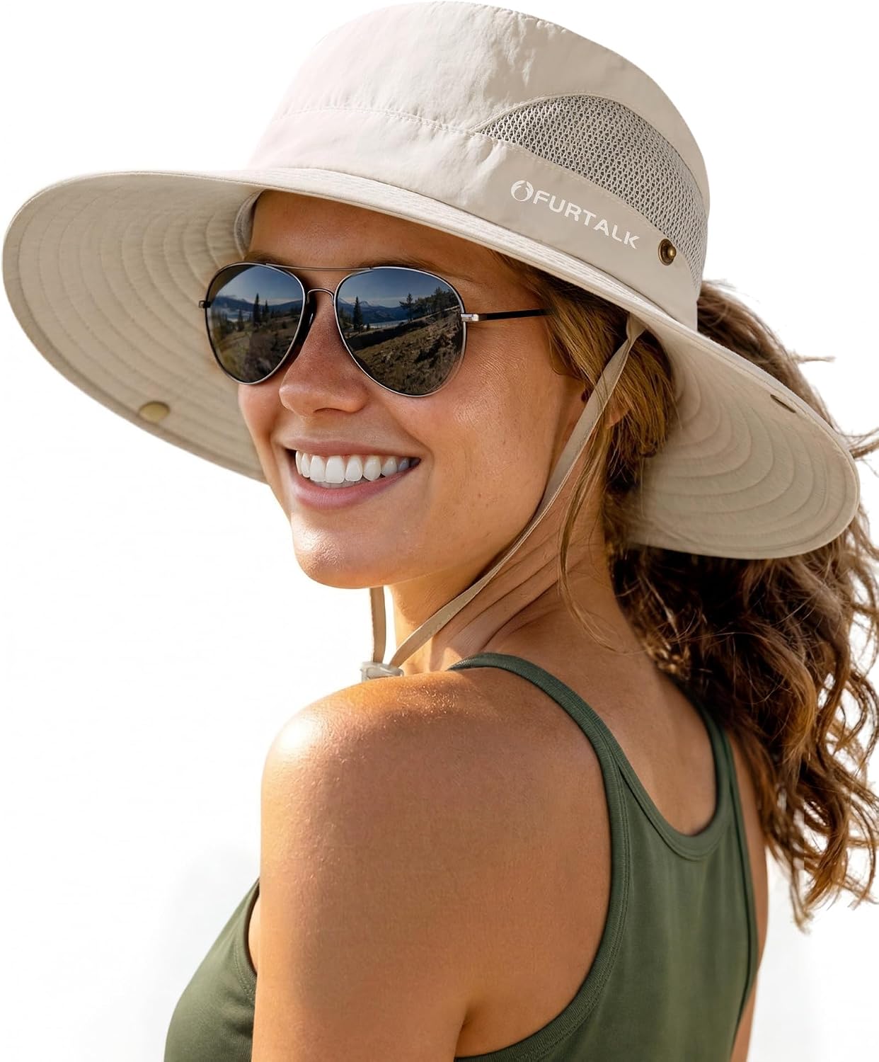 FURTALK Womens Sun Hat with Ponytail Hole Beach Hiking Summer Wide Brim UPF 50+ Outdoor Protection Foldable Bucket Hat