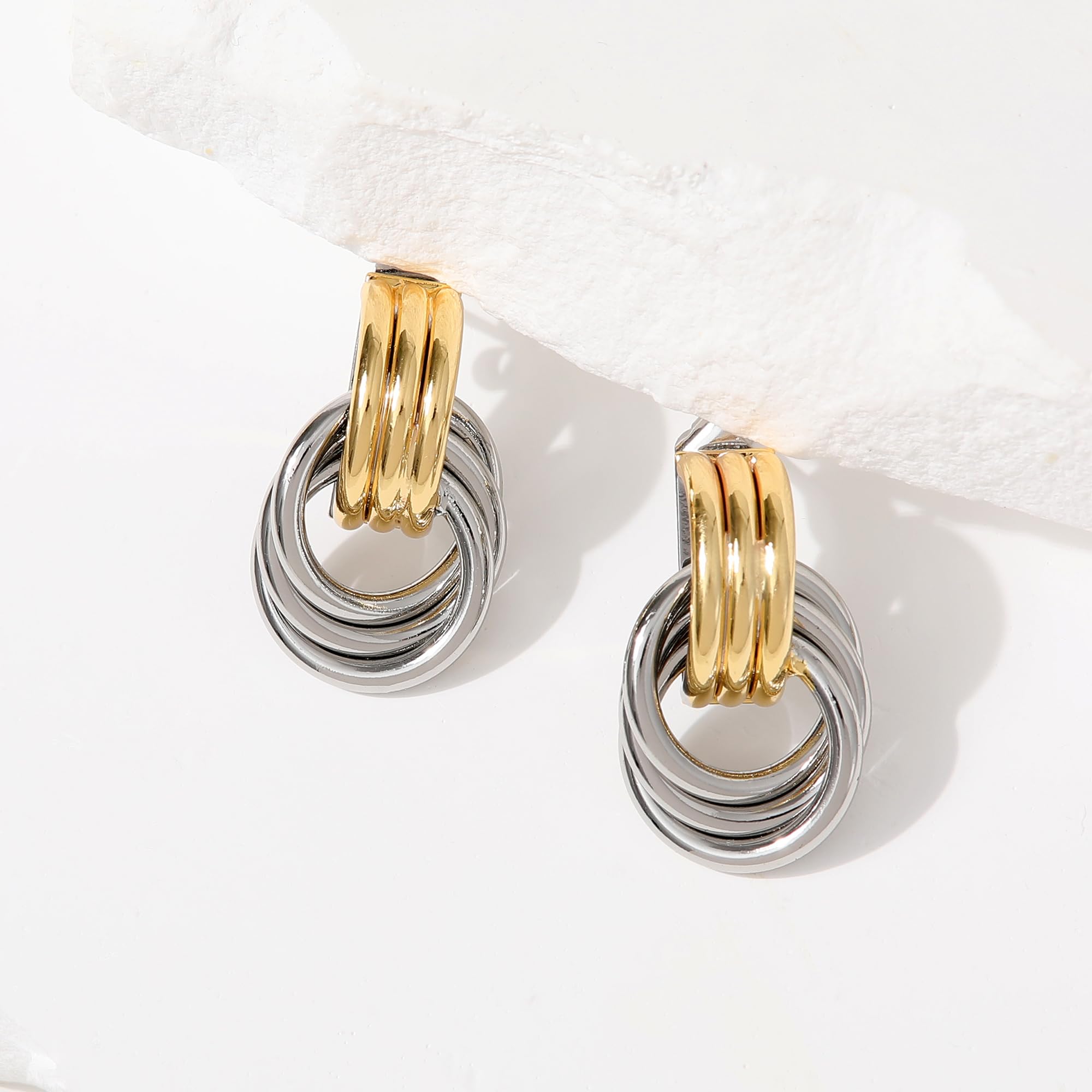 SHERLOVE Chunky Knot Gold Earrings Women Statement Drop Dangle Earrings | 14K Gold Plated Hypoallergenic Lightweight,Trendy Dainty Elegant Cute,Women Gold Jewelry Fashion Accessories Gifts