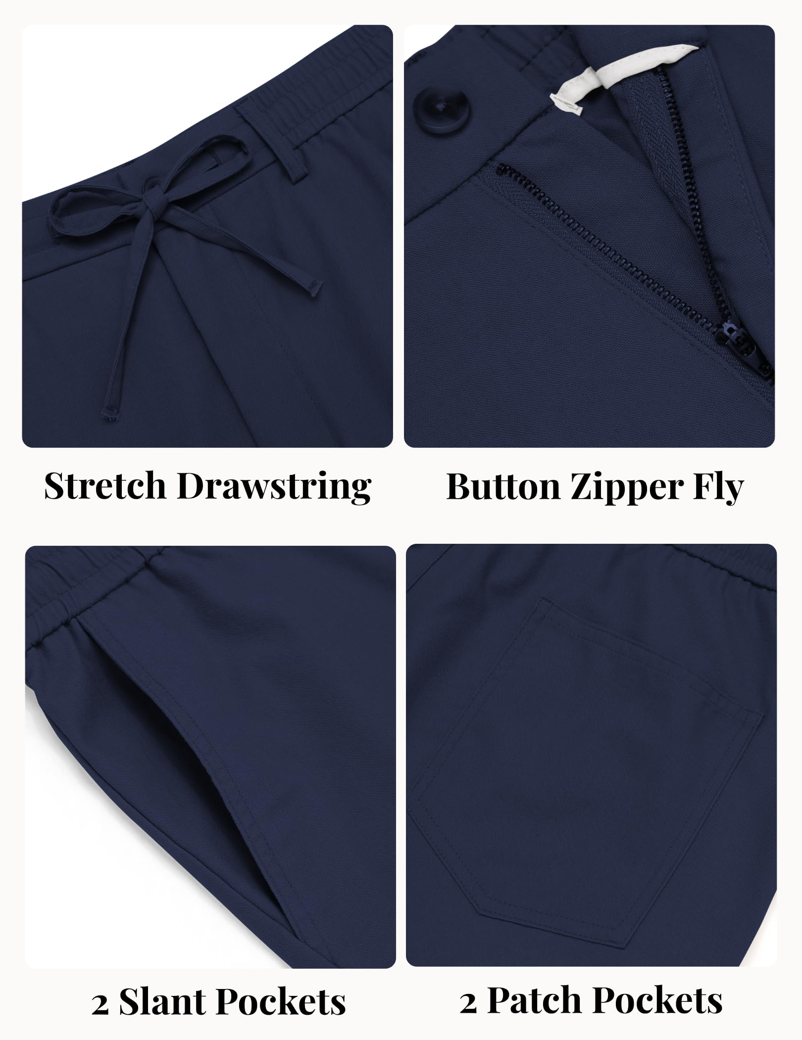 COOFANDY Mens Cotton Linen Pants Casual Lightweight Summer Beach Dress Pant | Light Weight, Drawstring, Elastic Waist, Stretch, Soft, Breathable, Classic Fit, Summer Vacation