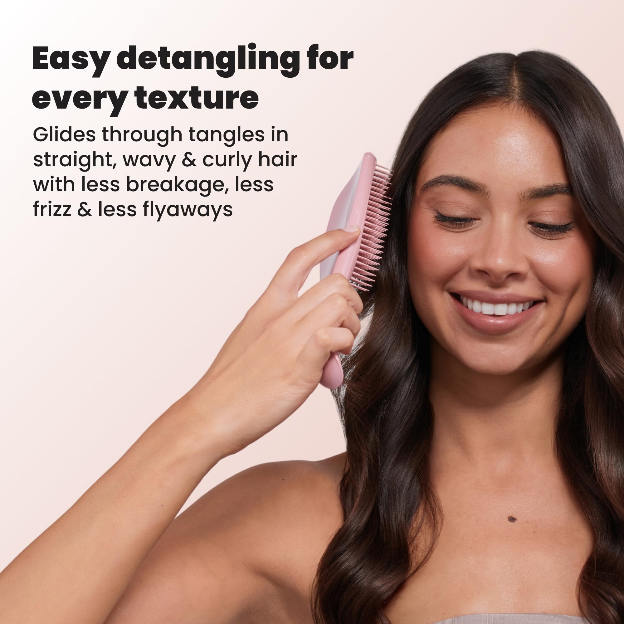 Tangle Teezer Ultimate Detangler Brush, Straight to Wavy, Apricot Blaze | Patented two-tier, regular-flex teeth reduce breakage & split ends on wet or dry hair; Shower-friendly hairbrush for all ages
