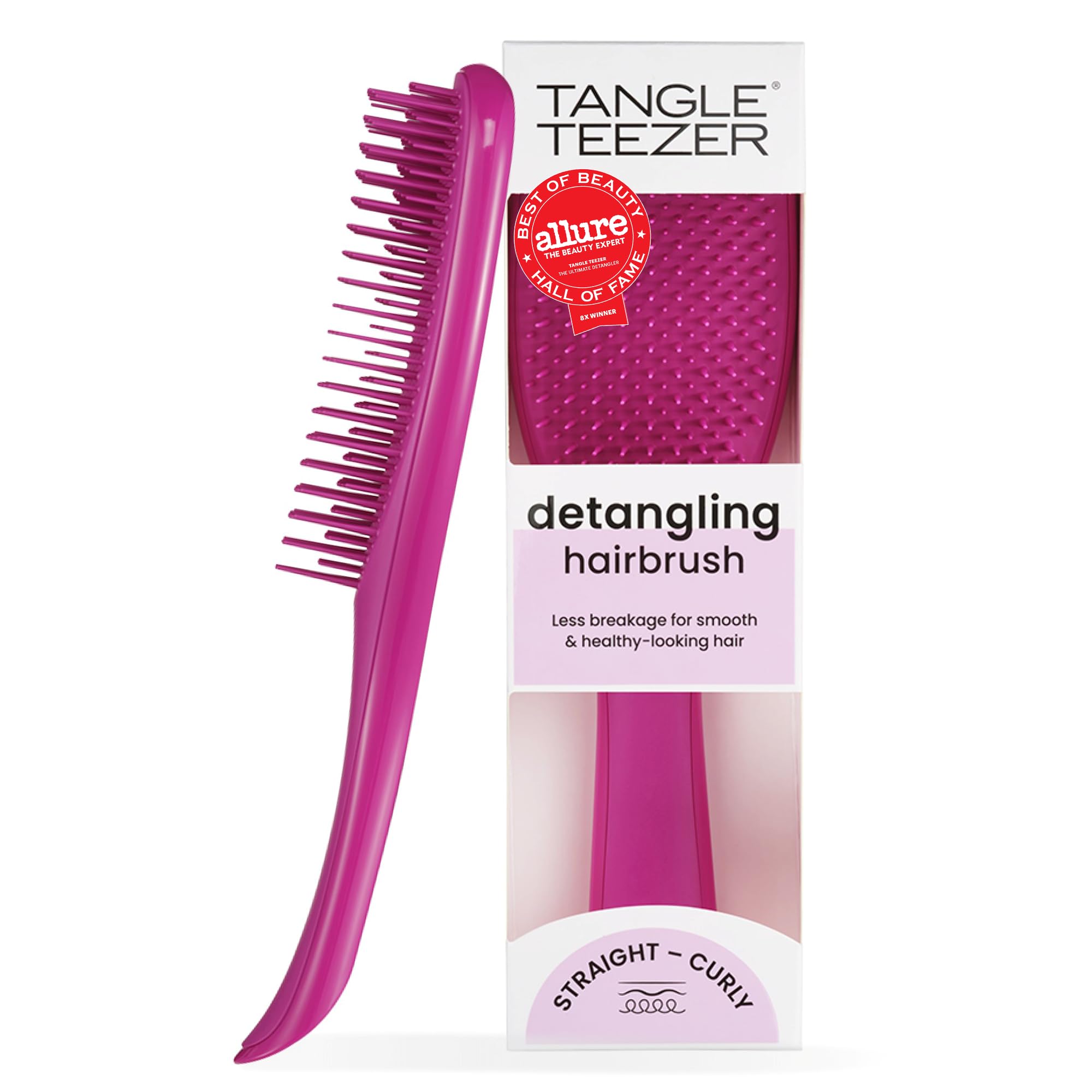 Tangle Teezer Ultimate Detangler Brush, Straight to Wavy, Apricot Blaze | Patented two-tier, regular-flex teeth reduce breakage & split ends on wet or dry hair; Shower-friendly hairbrush for all ages