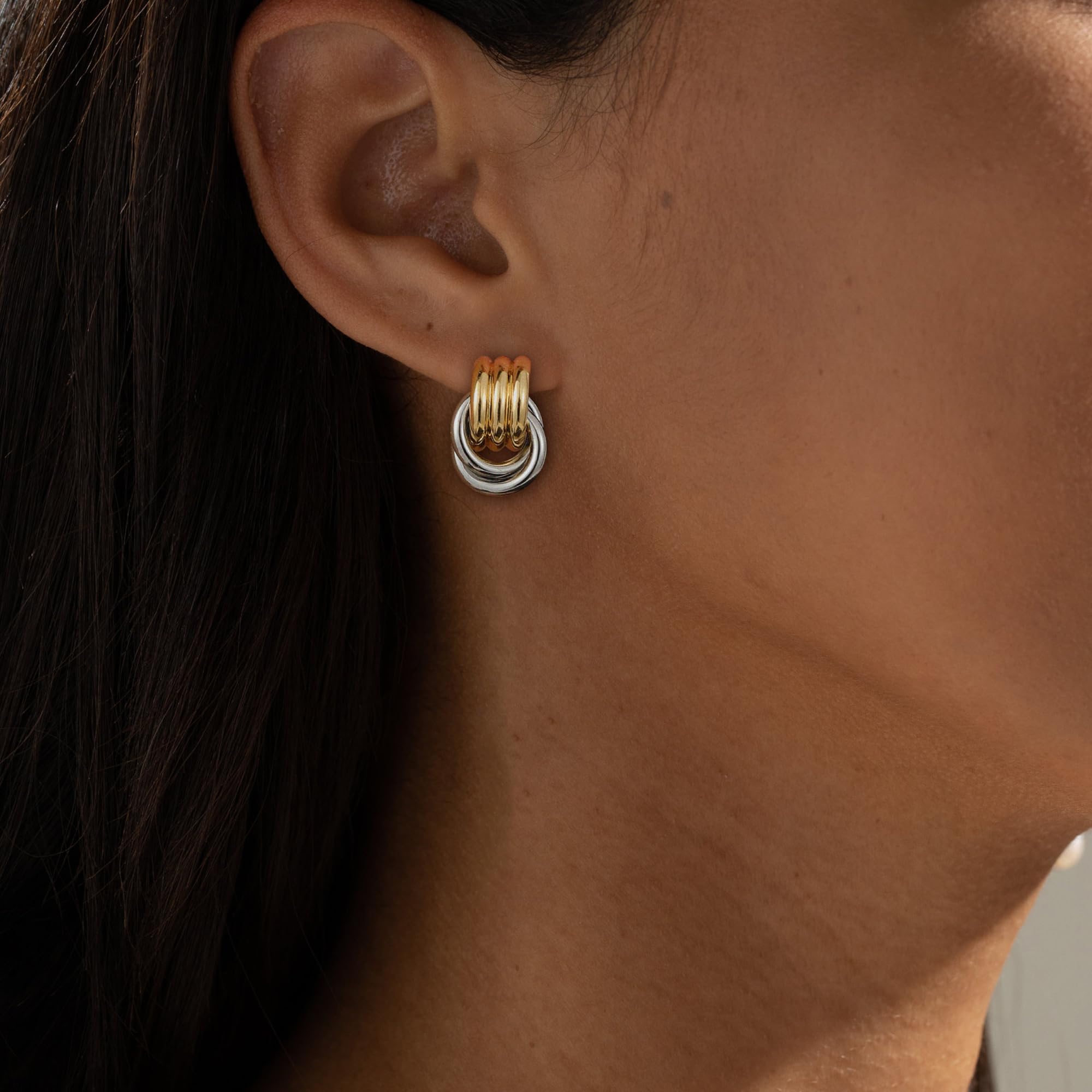 SHERLOVE Chunky Knot Gold Earrings Women Statement Drop Dangle Earrings | 14K Gold Plated Hypoallergenic Lightweight,Trendy Dainty Elegant Cute,Women Gold Jewelry Fashion Accessories Gifts