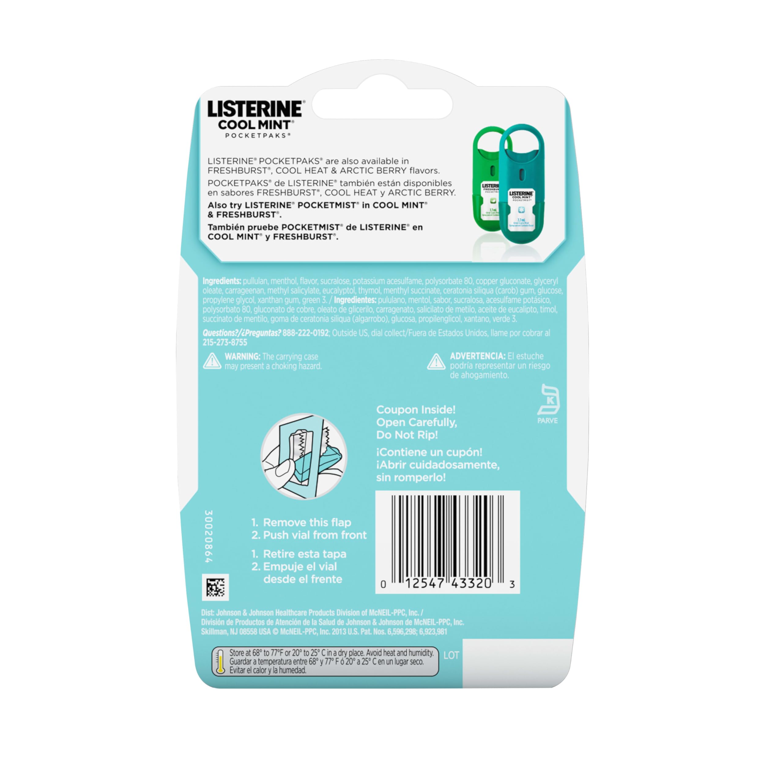 Listerine PocketPaks Breath Strips, Cool Mint, 24-Strip Pack, 3 Pack | Breath Freshener, Dissolves Instantly, Kills 99% of Bad Breath Germs, Travel Essentials