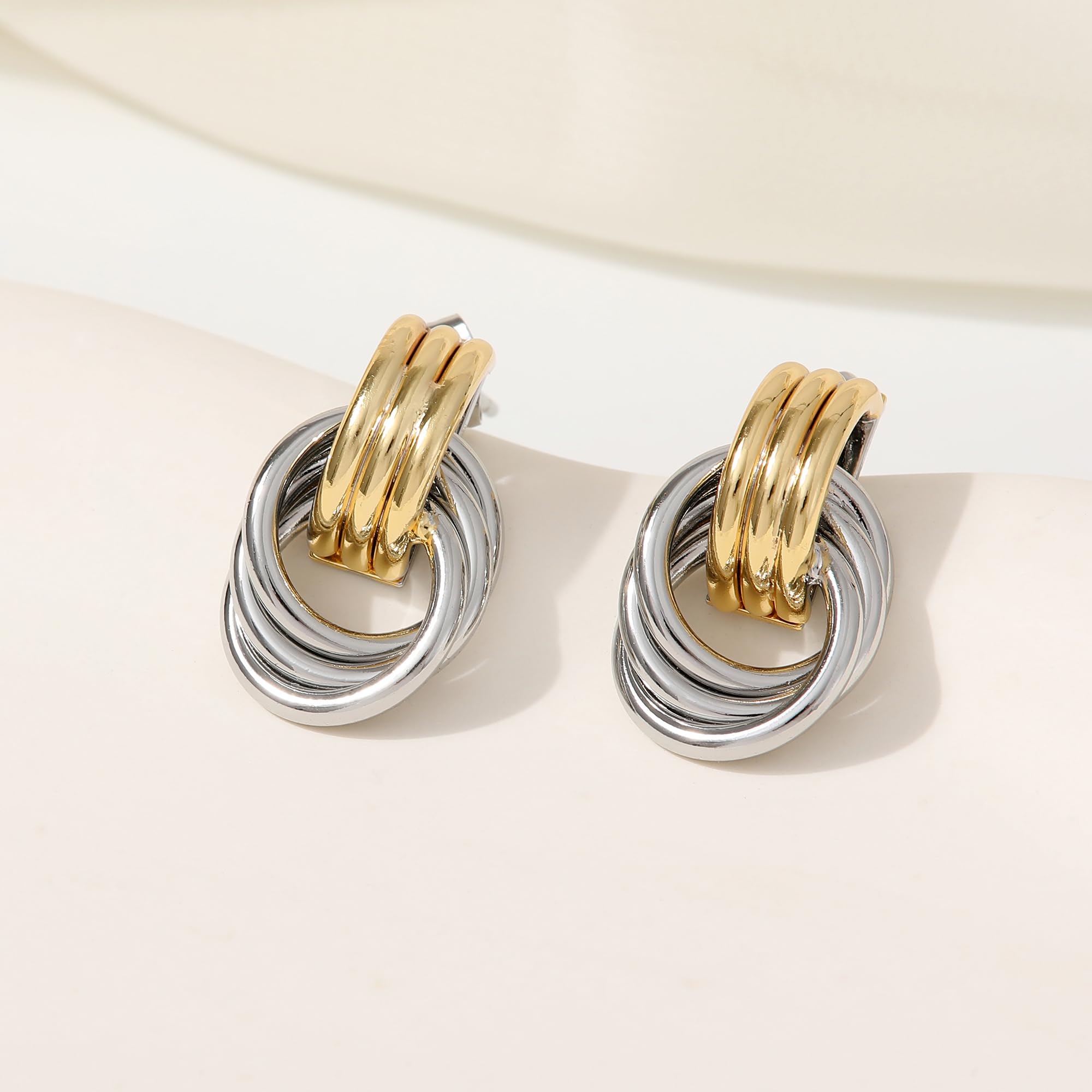 SHERLOVE Chunky Knot Gold Earrings Women Statement Drop Dangle Earrings | 14K Gold Plated Hypoallergenic Lightweight,Trendy Dainty Elegant Cute,Women Gold Jewelry Fashion Accessories Gifts