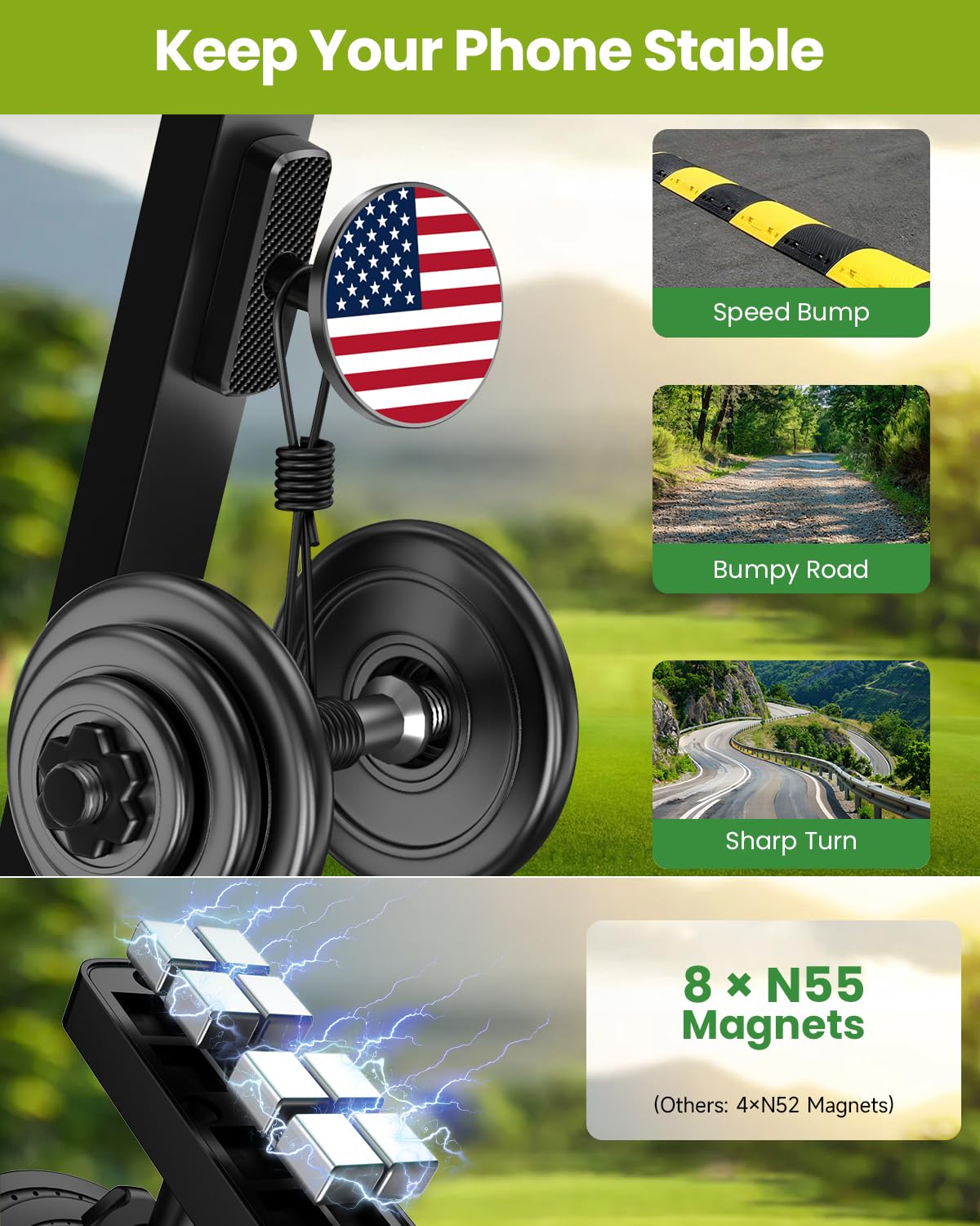 Magnetic Golf Cart Phone Holder, Golf Accessories for Men Golf Gifts Daddy | Premium Golf Cart Accessories For Men Dad Husband, Unique Magnet Phone Mount Holder, Golf Gift For Men, Car Accessory Father