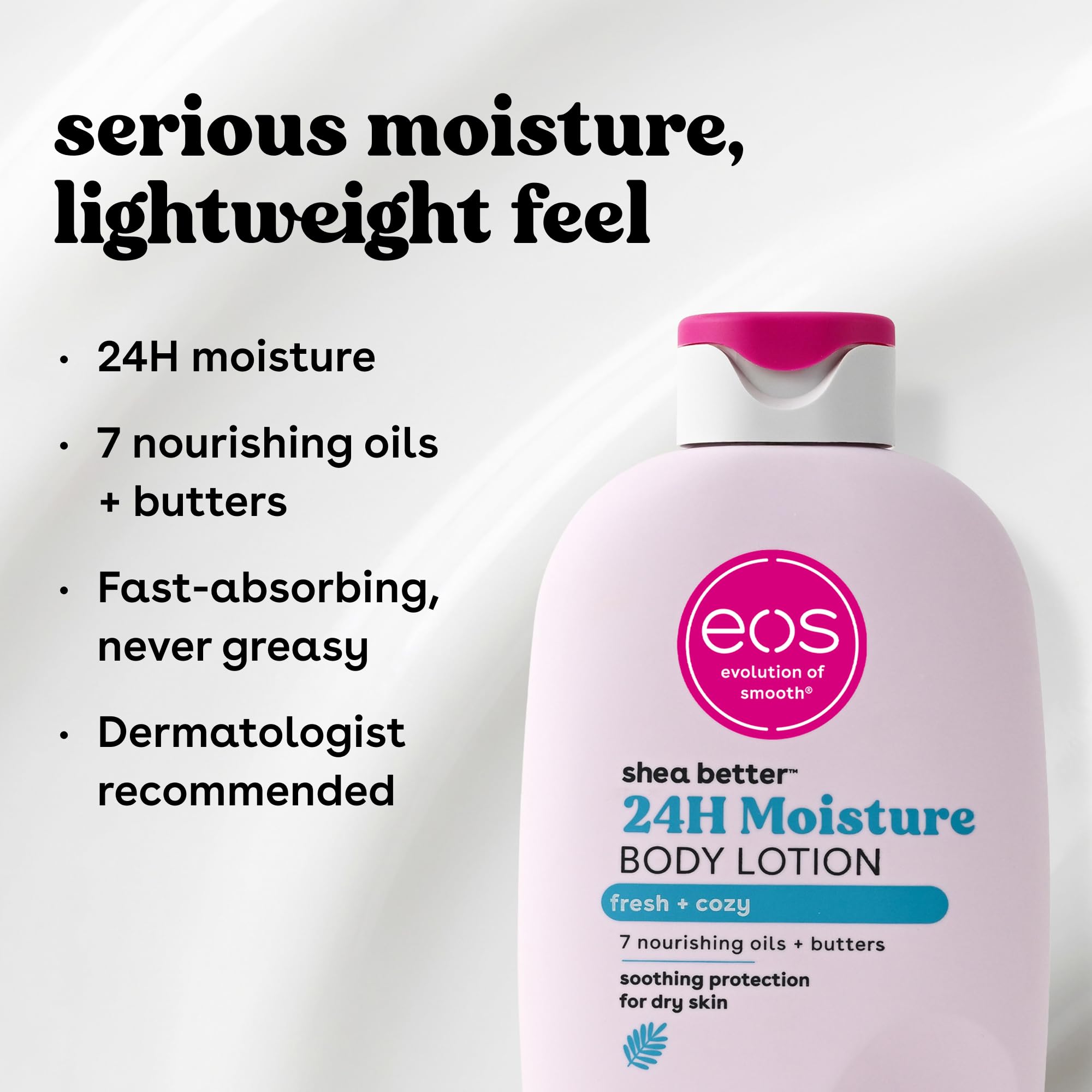 eos Shea Better Body Lotion Vanilla Cashmere, 24-Hour Moisture Skin Care, Lightweight & Non-Greasy, Natural Shea, Vegan, Vanilla Body Lotion, 16 fl oz