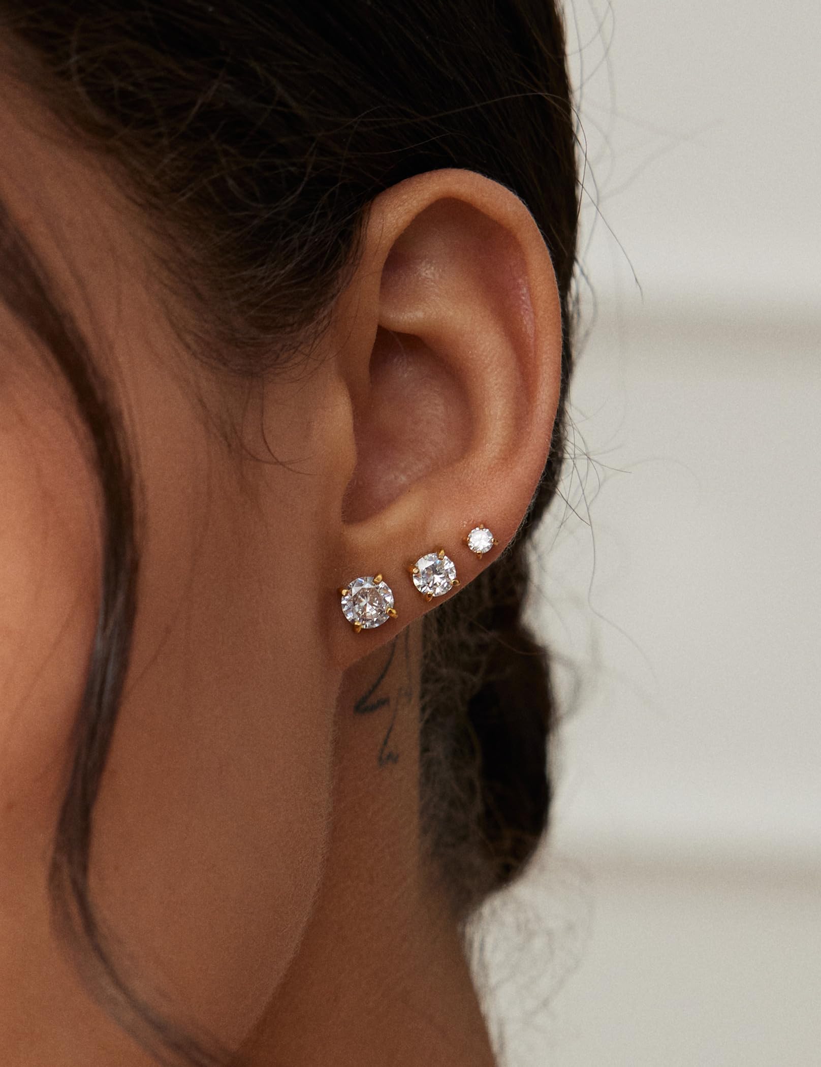 6 Pairs Stud Earrings Set, Hypoallergenic Cubic Zirconia 316L Earrings Stainless Steel CZ Earrings 3-8mm (Steel color)