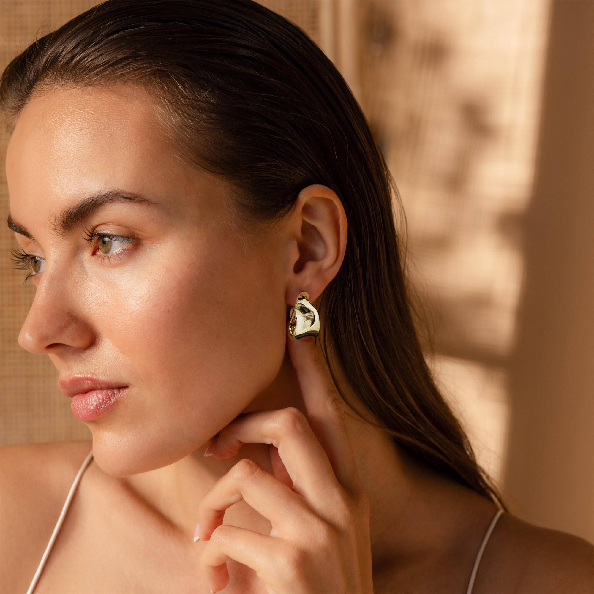 SHERLOVE Chunky Knot Gold Earrings Women Statement Drop Dangle Earrings | 14K Gold Plated Hypoallergenic Lightweight,Trendy Dainty Elegant Cute,Women Gold Jewelry Fashion Accessories Gifts