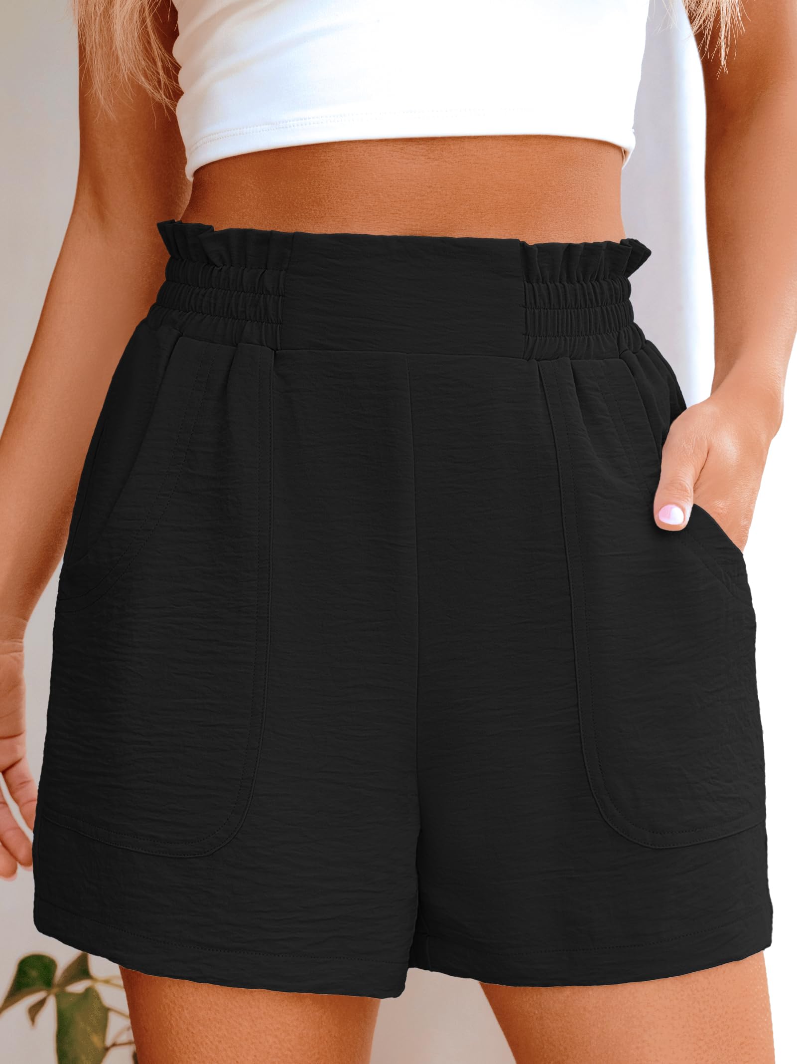 ANRABESS Shorts for Women Summer Casual Elastic High Waisted Wide Leg Cute Dressy 2026 Vacation Beach Clothes