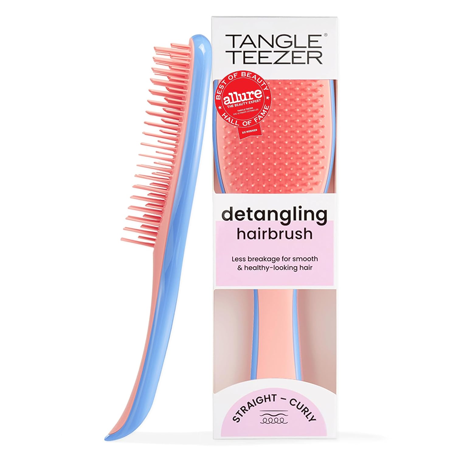 Tangle Teezer Ultimate Detangler Brush, Straight to Wavy, Apricot Blaze | Patented two-tier, regular-flex teeth reduce breakage & split ends on wet or dry hair; Shower-friendly hairbrush for all ages