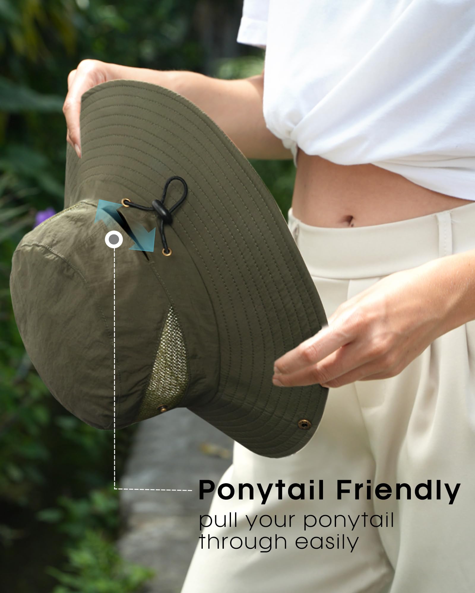 FURTALK Womens Sun Hat with Ponytail Hole Beach Hiking Summer Wide Brim UPF 50+ Outdoor Protection Foldable Bucket Hat