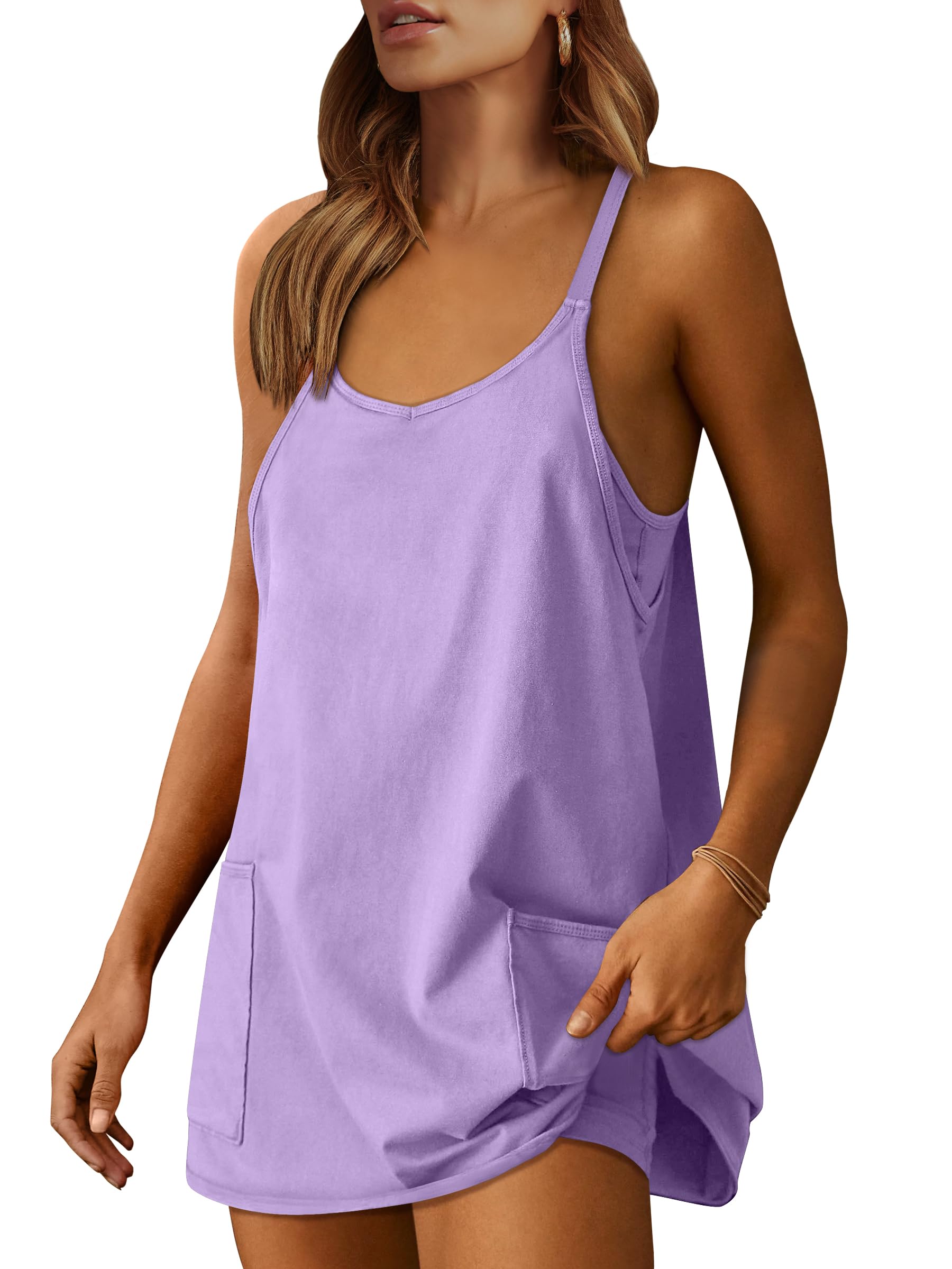 ANRABESS Women Athletic Dress Summer Tennis Workout Active Sports Mini Romper Dress Built in Shorts Travel Vacation Clothes