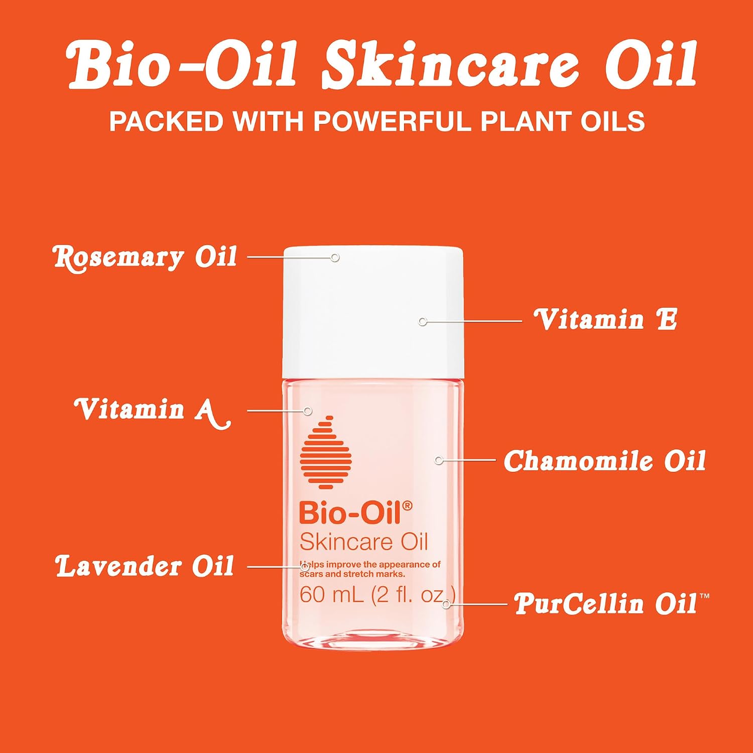 Bio-Oil Skincare Body Oil Serum, Scars & Stretch Marks, 2 fl oz | Dermatologist Recommended, Vitamin E & A, Dry & Sensitive Skin, Non-Comedogenic, Face and Body, Scar Treatment
