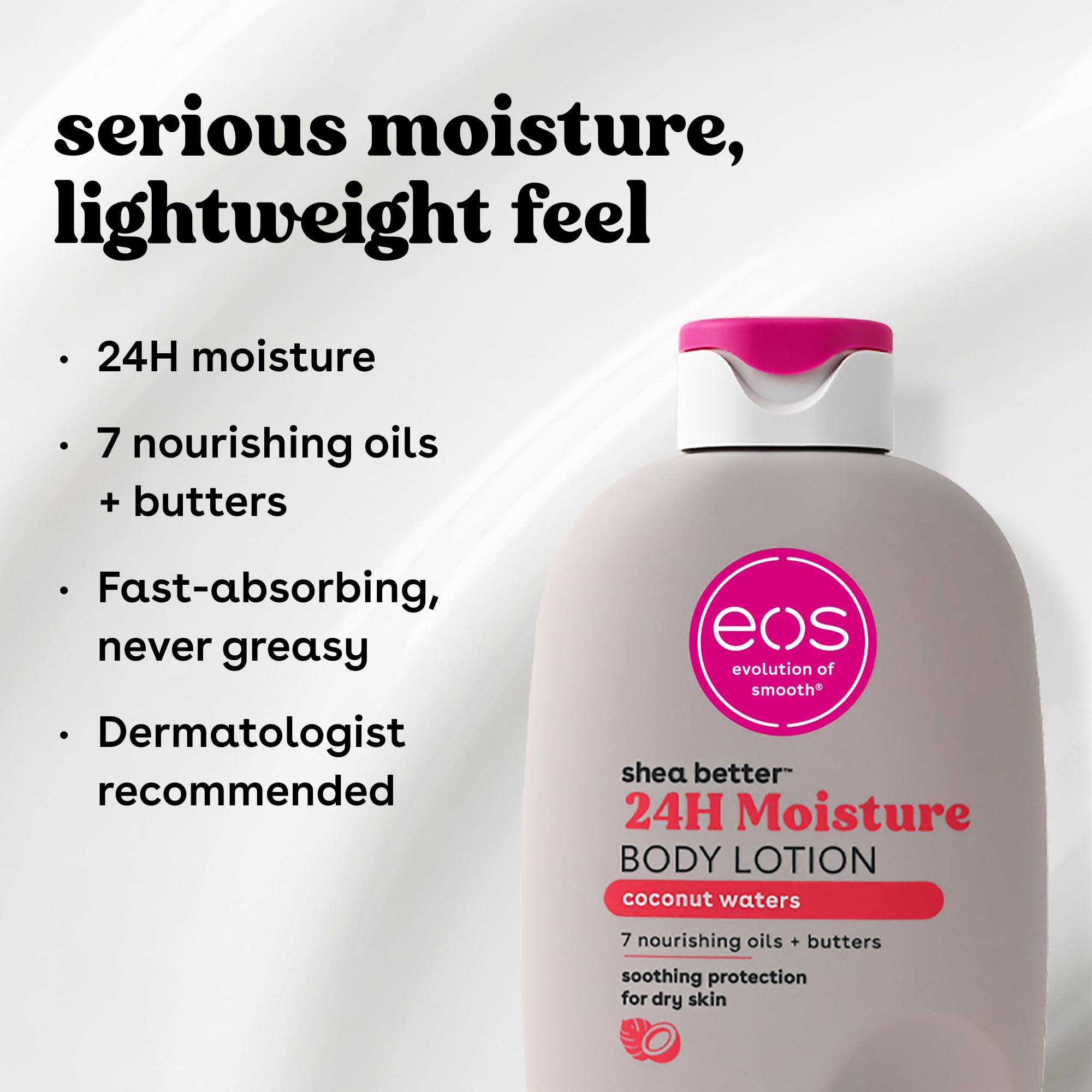 eos Shea Better Body Lotion Vanilla Cashmere, 24-Hour Moisture Skin Care, Lightweight & Non-Greasy, Natural Shea, Vegan, Vanilla Body Lotion, 16 fl oz