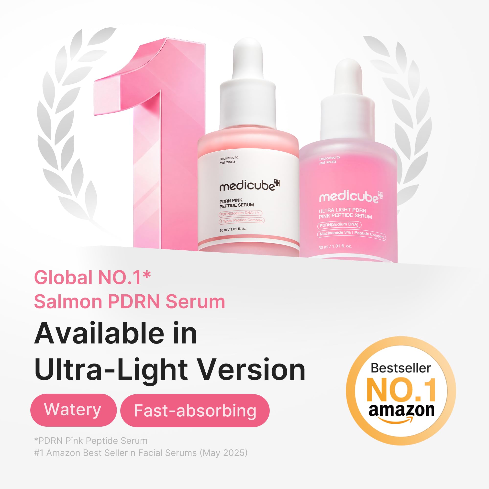 medicube PDRN Pink Peptide Serum with Salmon DNA | Pink Glow Serum with Peptides & Niacinamide for Hydration & Firm-Looking Skin | Uneven Tone Care | Korean Skincare, 1.01 fl. Oz