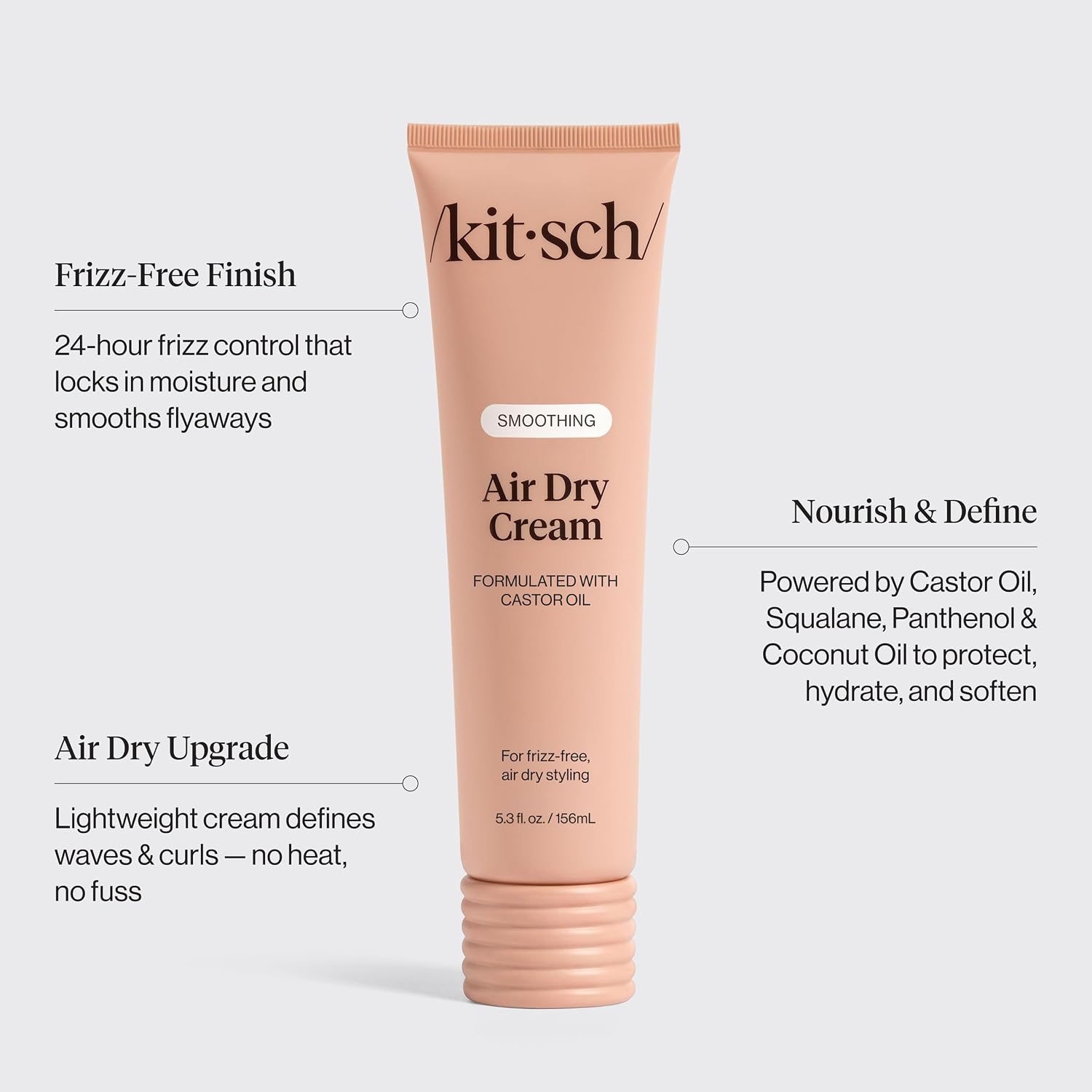 Kitsch Smoothing Air Dry Cream – With Castor Oil & Coconut Oil - 5.3 oz | Frizz Control Hair Care Product – Lightweight Hair Styling Products – Enhances Natural Hair Texture Appearance