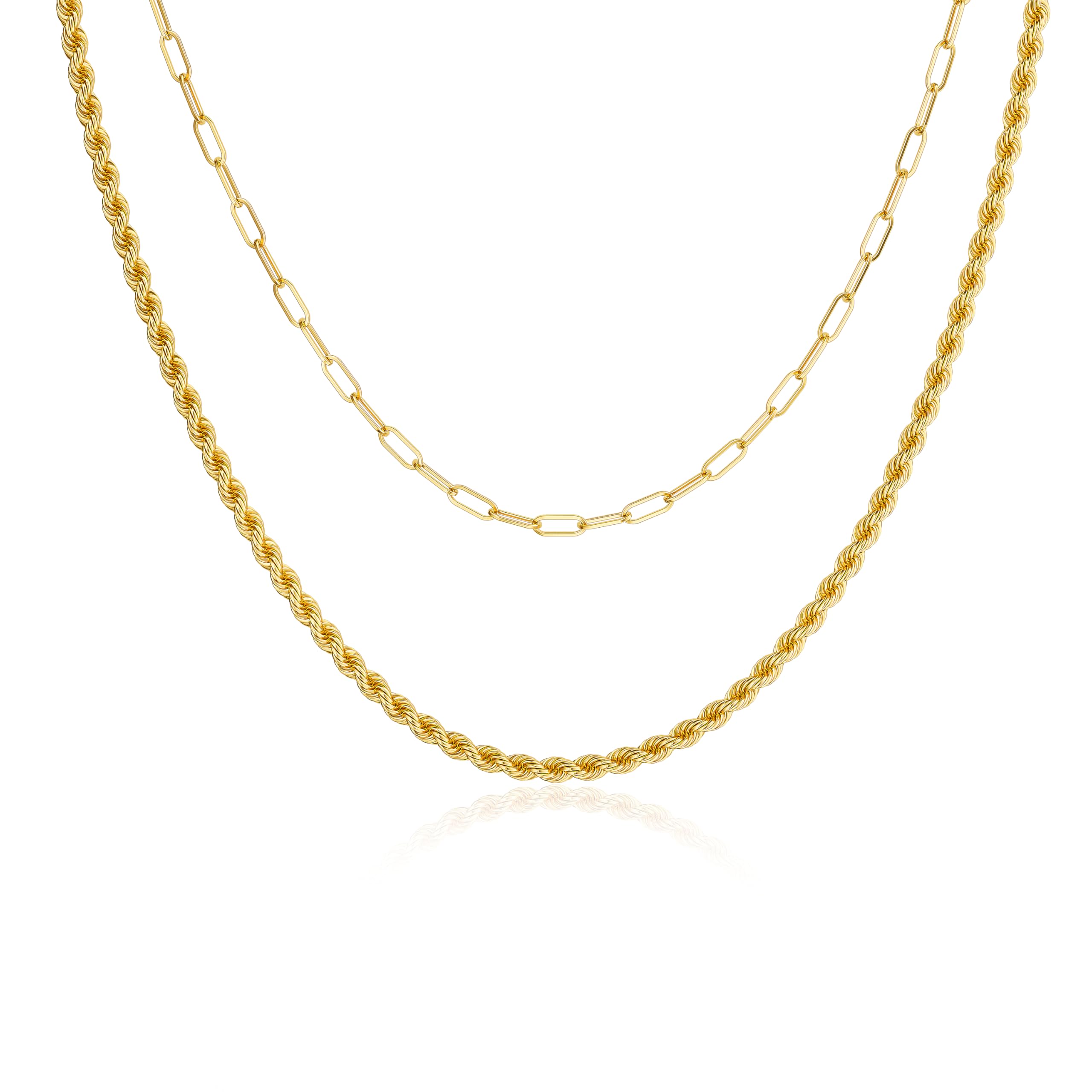 CHESKY 14K Gold Plated Layered Chain Necklace for Women | Trendy Cuban Link Chain, Chunky Paperclip Chain, Toggle Clasp Necklace, Fashion Gold Jewelry, Daily Gift for Women