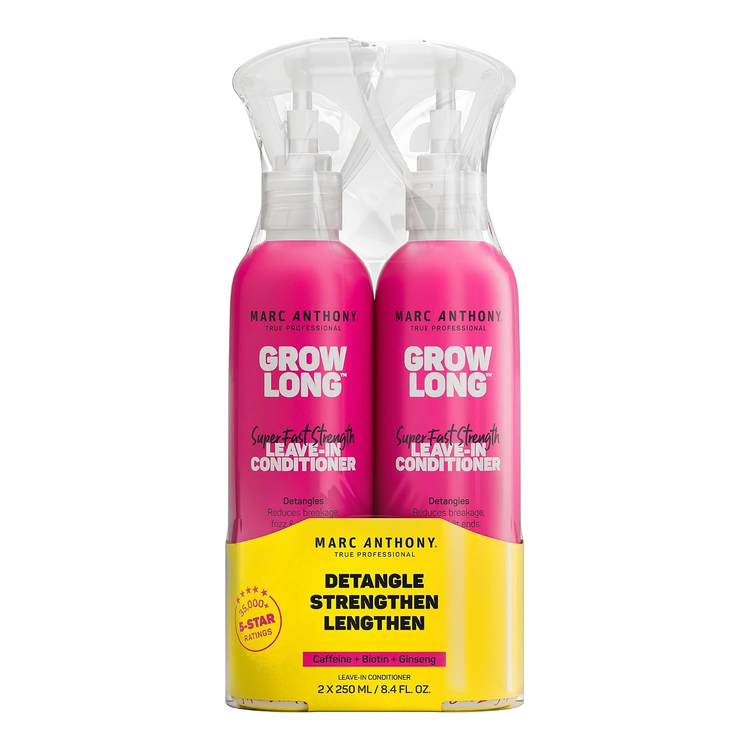 Marc Anthony Grow Long, Detangling Leave-In Hair Conditioner Spray | Anti-Frizz Anti-Breakage Hair Care for Dry Damaged Hair & Split Ends - Biotin, Vitamin E, Caffeine & Ginseng - Sulfate Free