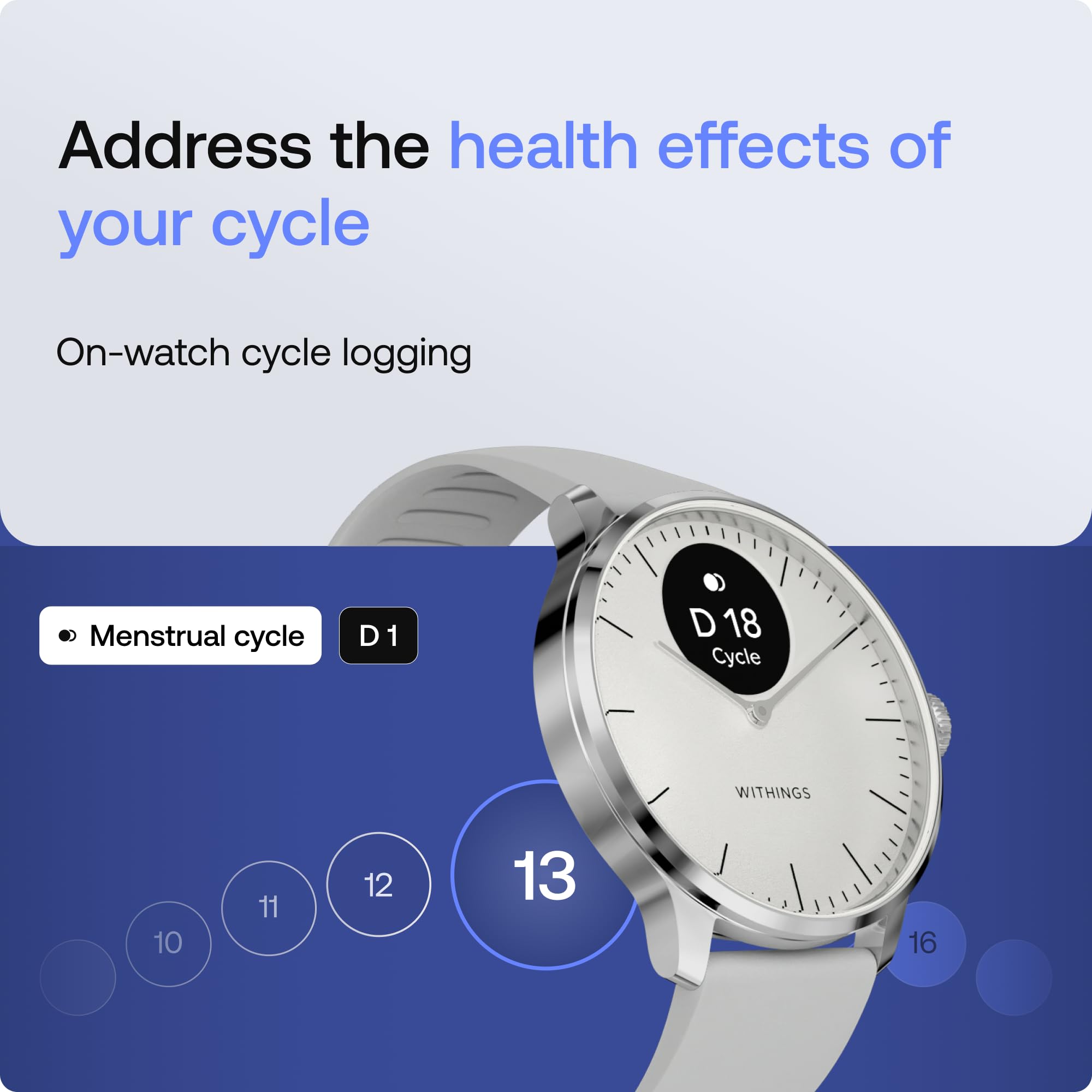 Withings ScanWatch Light - Hybrid Smart Watch, Heart Rate Monitoring, Fitness Tracker, Cycle Tracker, Sleep Monitoring