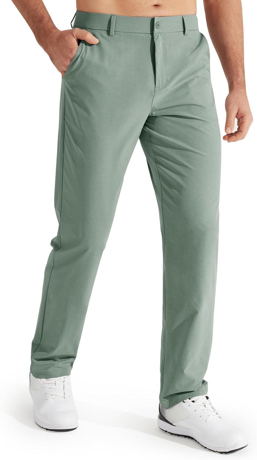 Libin Mens Golf Pants Stretch Work Dress Pants 30"/32"/34" Quick Dry Lightweight Casual Comfy Trousers with Pockets