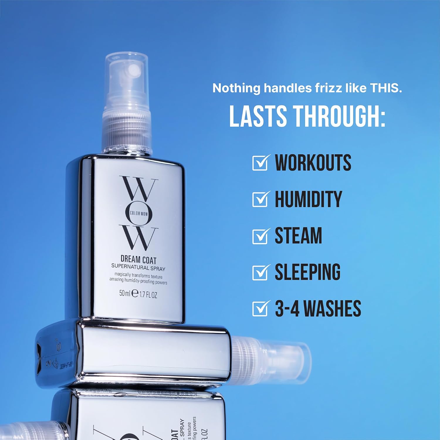 COLOR WOW Dream Coat – Anti-Humidity Frizz Control Spray for Glass Hair | Anti-frizz treatment and humidity-proofing spray delivers glassy-smooth, frizz-free hair. Heat activated, lasts 3-4 shampoos.