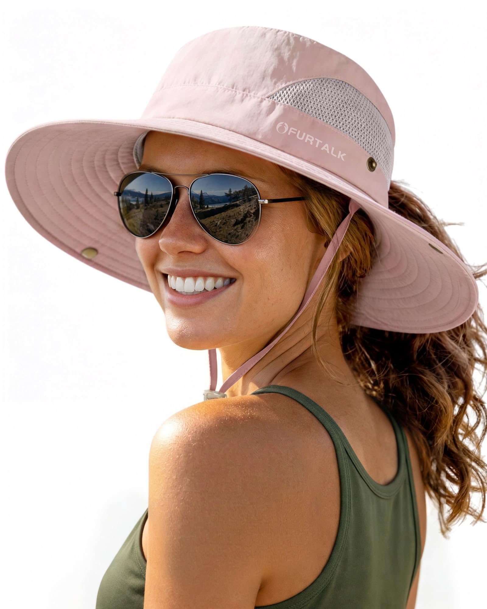 FURTALK Womens Sun Hat with Ponytail Hole Beach Hiking Summer Wide Brim UPF 50+ Outdoor Protection Foldable Bucket Hat