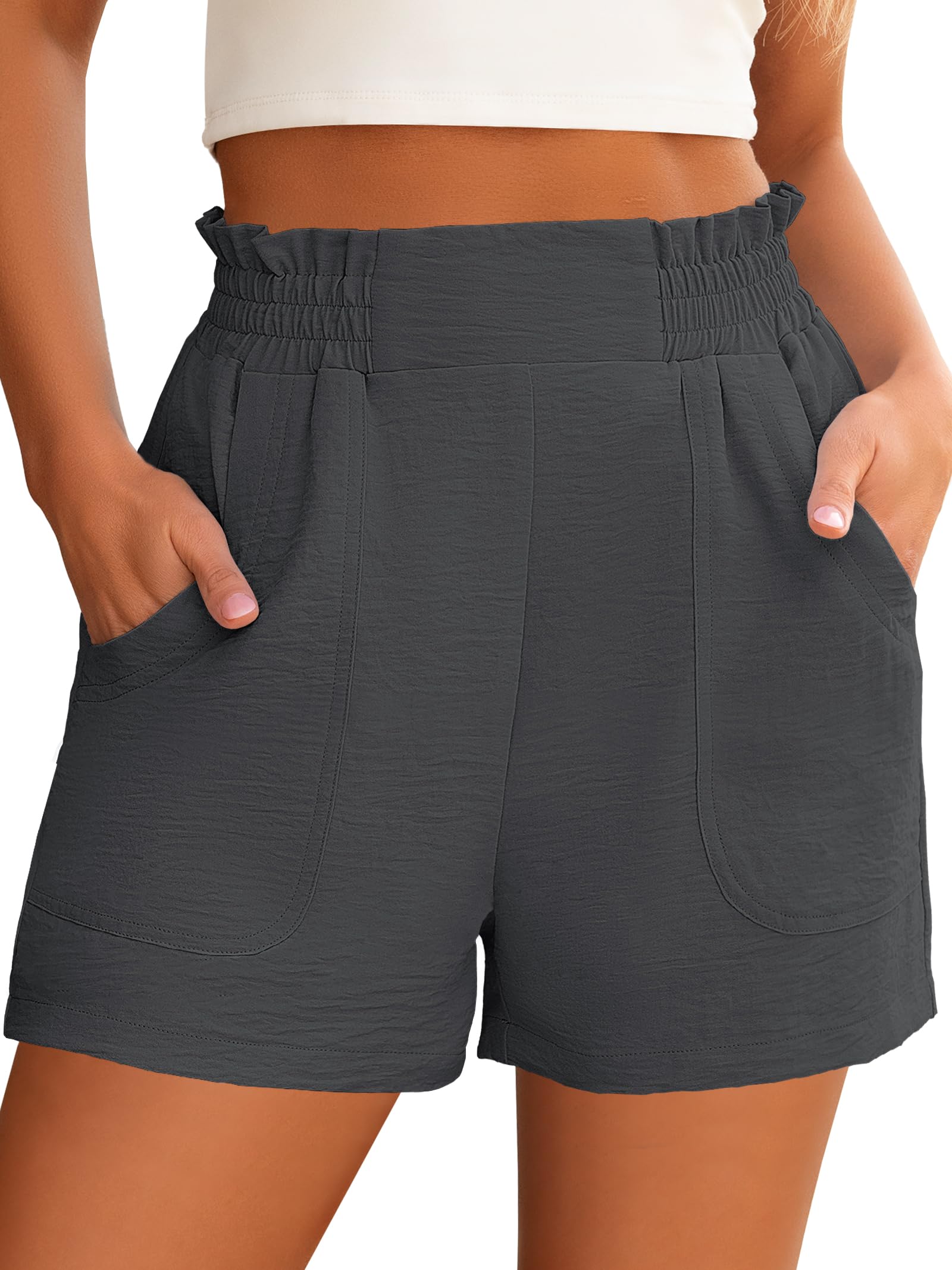 ANRABESS Shorts for Women Summer Casual Elastic High Waisted Wide Leg Cute Dressy 2026 Vacation Beach Clothes