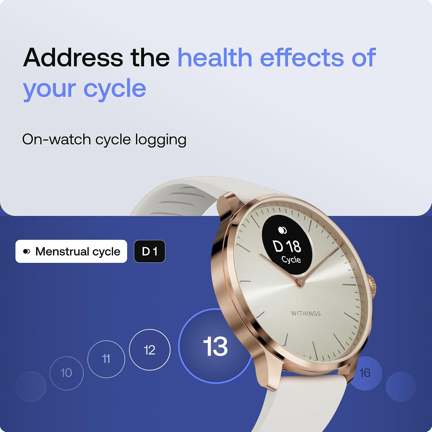 Withings ScanWatch Light - Hybrid Smart Watch, Heart Rate Monitoring, Fitness Tracker, Cycle Tracker, Sleep Monitoring