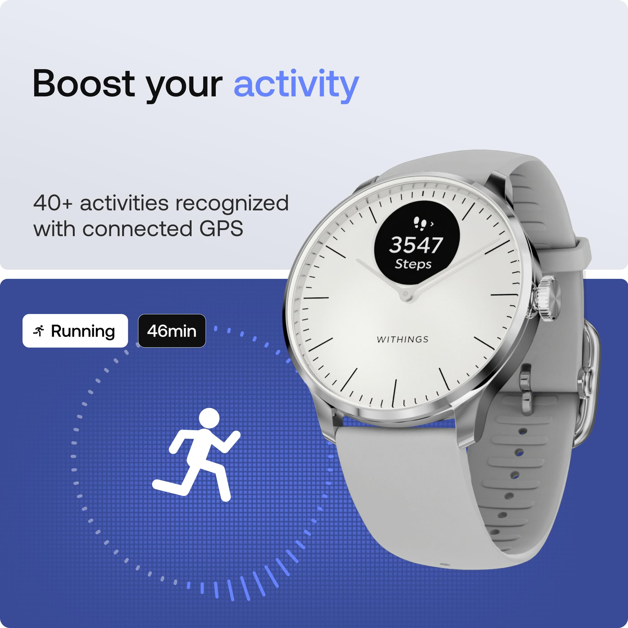 Withings ScanWatch Light - Hybrid Smart Watch, Heart Rate Monitoring, Fitness Tracker, Cycle Tracker, Sleep Monitoring