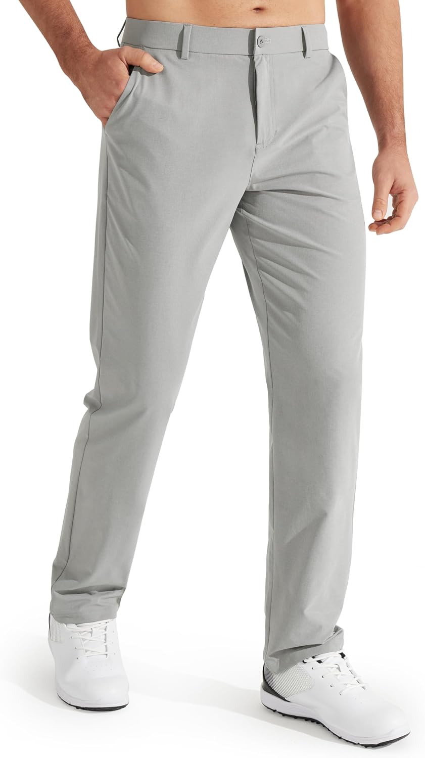 Libin Mens Golf Pants Stretch Work Dress Pants 30"/32"/34" Quick Dry Lightweight Casual Comfy Trousers with Pockets