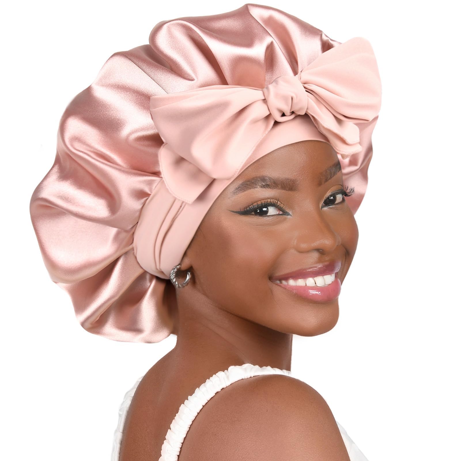 YANIBEST Adjustable Silk Bonnet for Sleeping Women Double Layer Satin Bonnet Reduce Friction Prevent Frizz Curly Hair