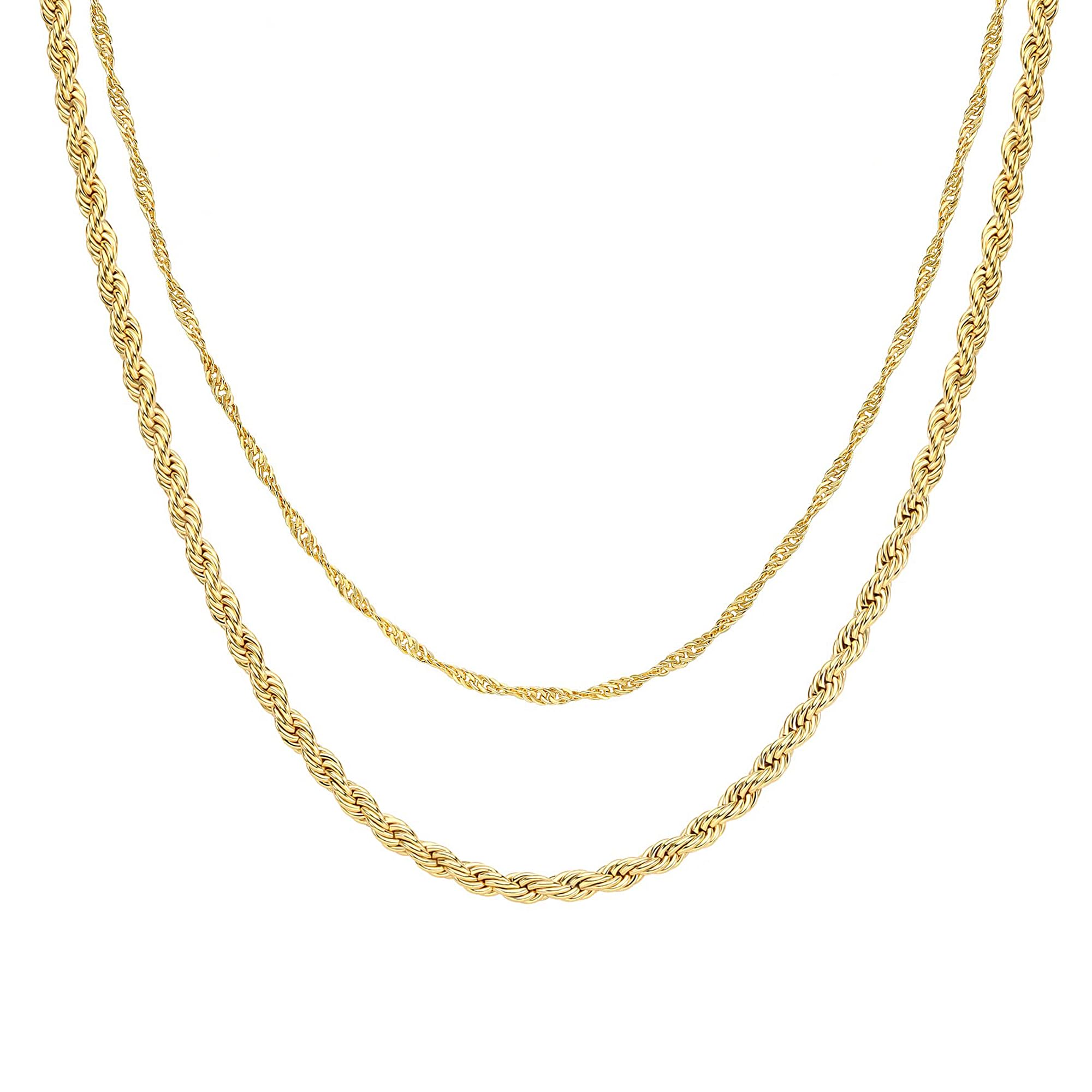 CHESKY 14K Gold Plated Layered Chain Necklace for Women | Trendy Cuban Link Chain, Chunky Paperclip Chain, Toggle Clasp Necklace, Fashion Gold Jewelry, Daily Gift for Women