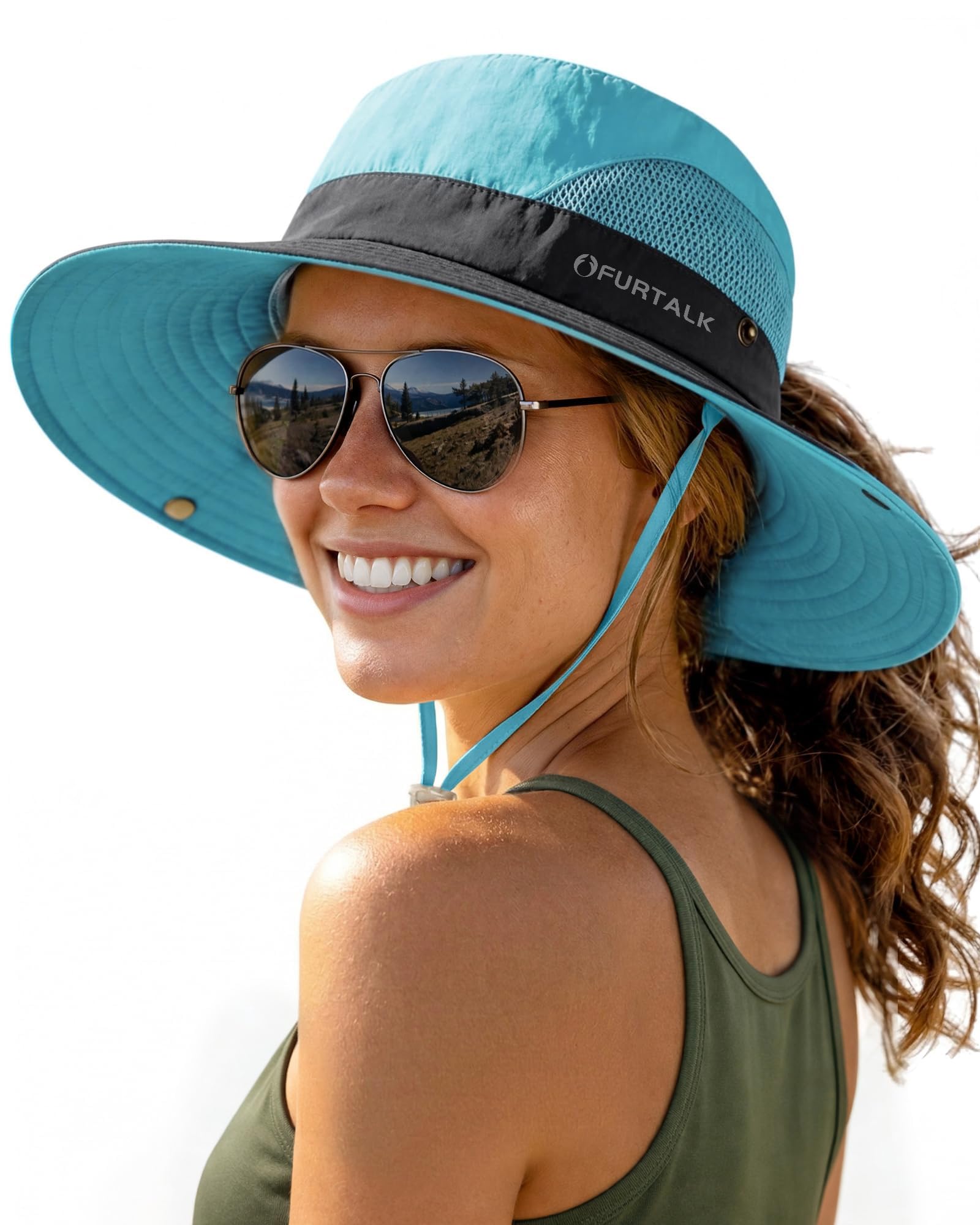 FURTALK Womens Sun Hat with Ponytail Hole Beach Hiking Summer Wide Brim UPF 50+ Outdoor Protection Foldable Bucket Hat