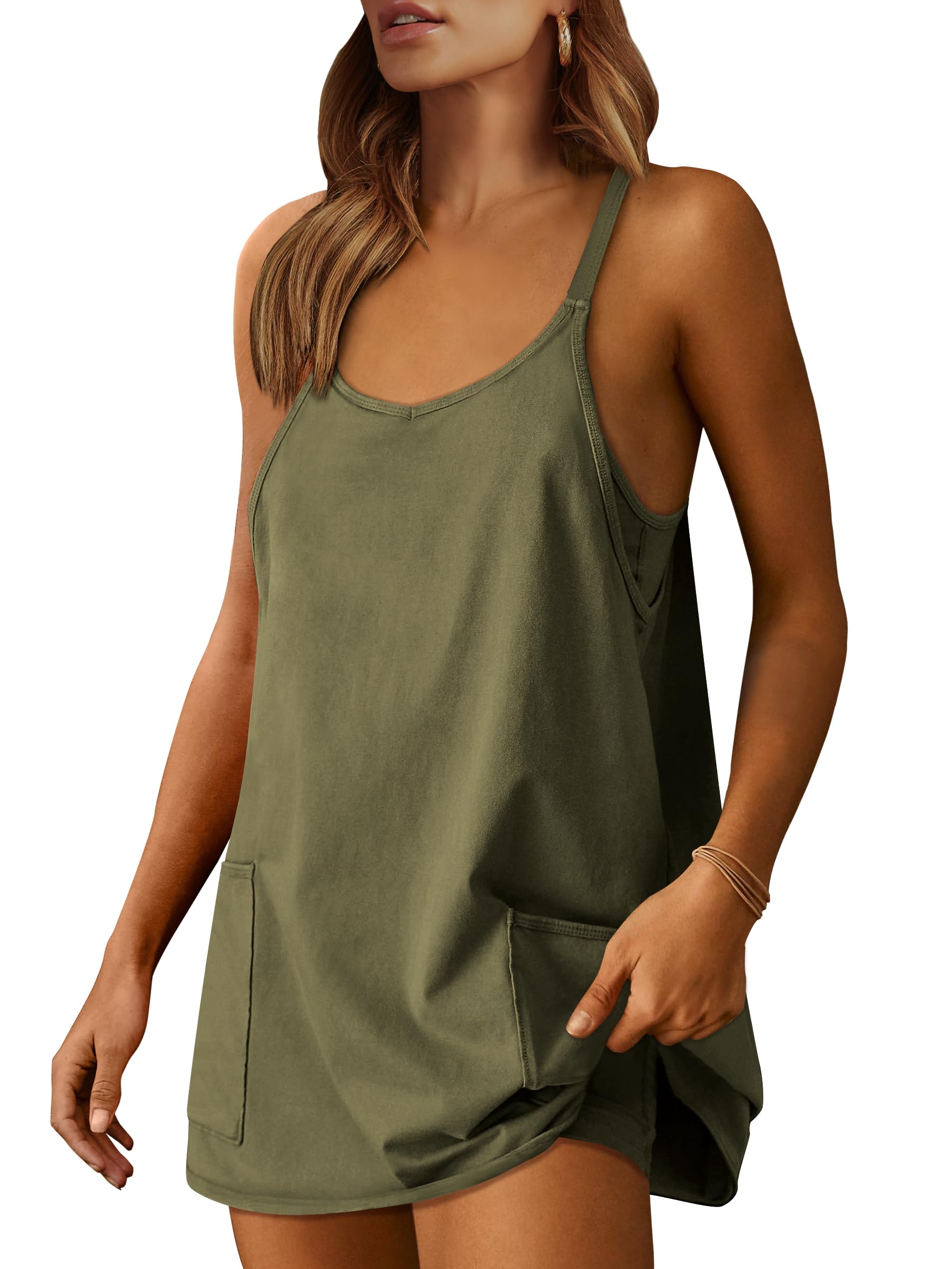 ANRABESS Women Athletic Dress Summer Tennis Workout Active Sports Mini Romper Dress Built in Shorts Travel Vacation Clothes