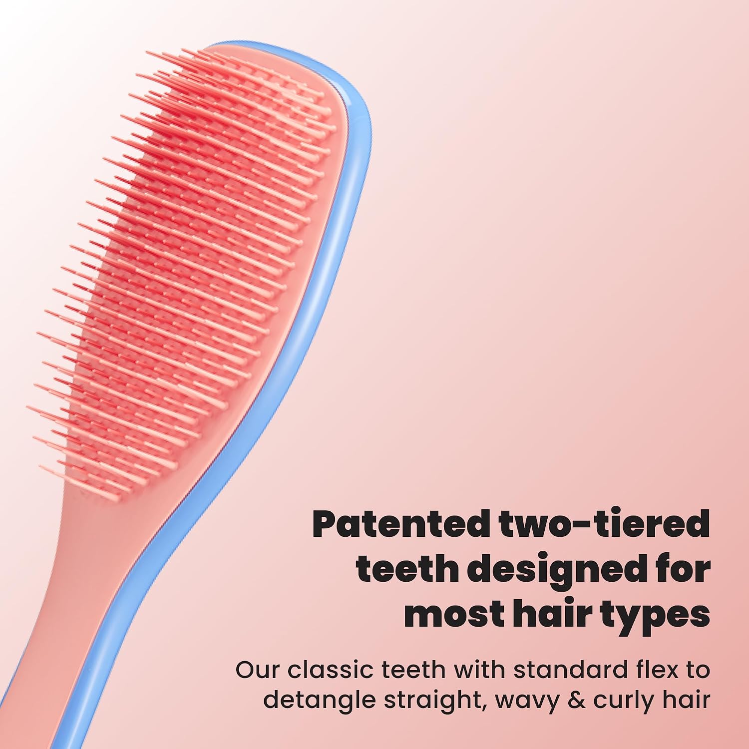 Tangle Teezer Ultimate Detangler Brush, Straight to Wavy, Apricot Blaze | Patented two-tier, regular-flex teeth reduce breakage & split ends on wet or dry hair; Shower-friendly hairbrush for all ages