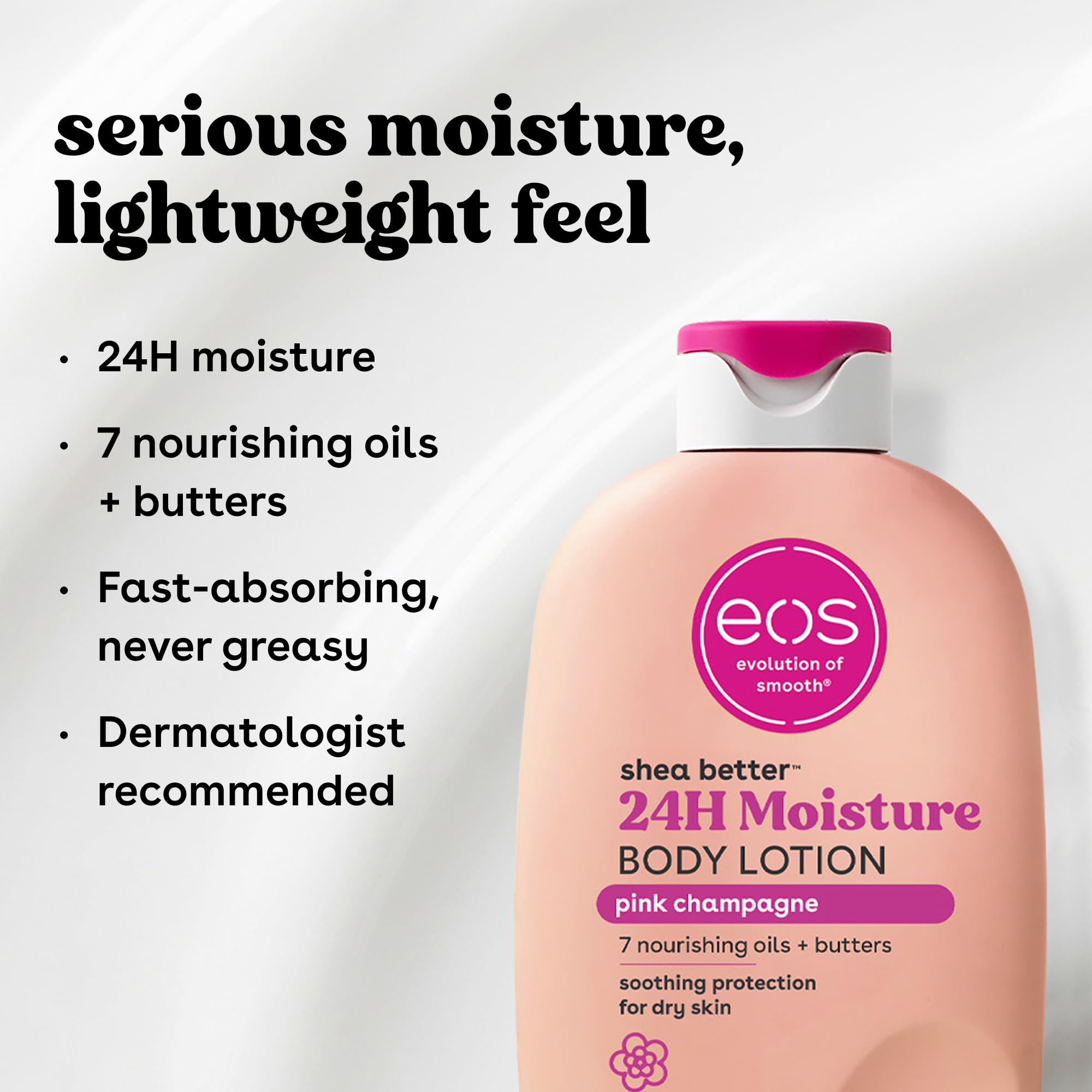 eos Shea Better Body Lotion Vanilla Cashmere, 24-Hour Moisture Skin Care, Lightweight & Non-Greasy, Natural Shea, Vegan, Vanilla Body Lotion, 16 fl oz