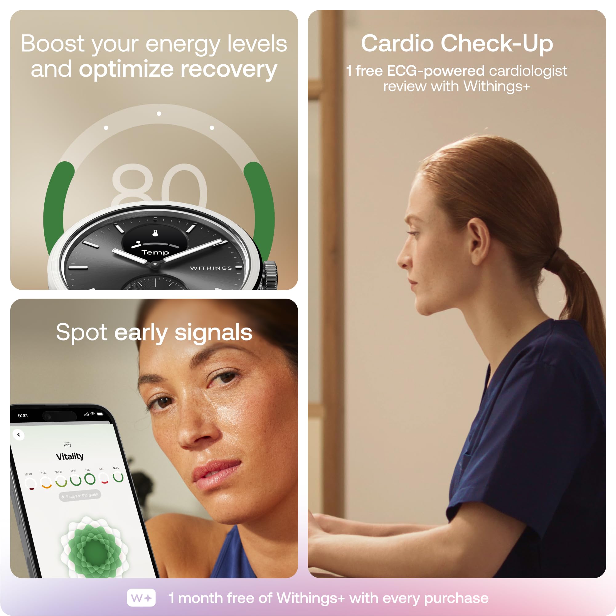 WITHINGS ScanWatch 2 - Hybrid Smart Watch, Heart Rate Monitoring, Fitness Tracker, Cycle Tracker, Sleep Monitoring, GPS Tracker, 30-Day Battery Life, Android & Apple Compatible, HSA/FSA