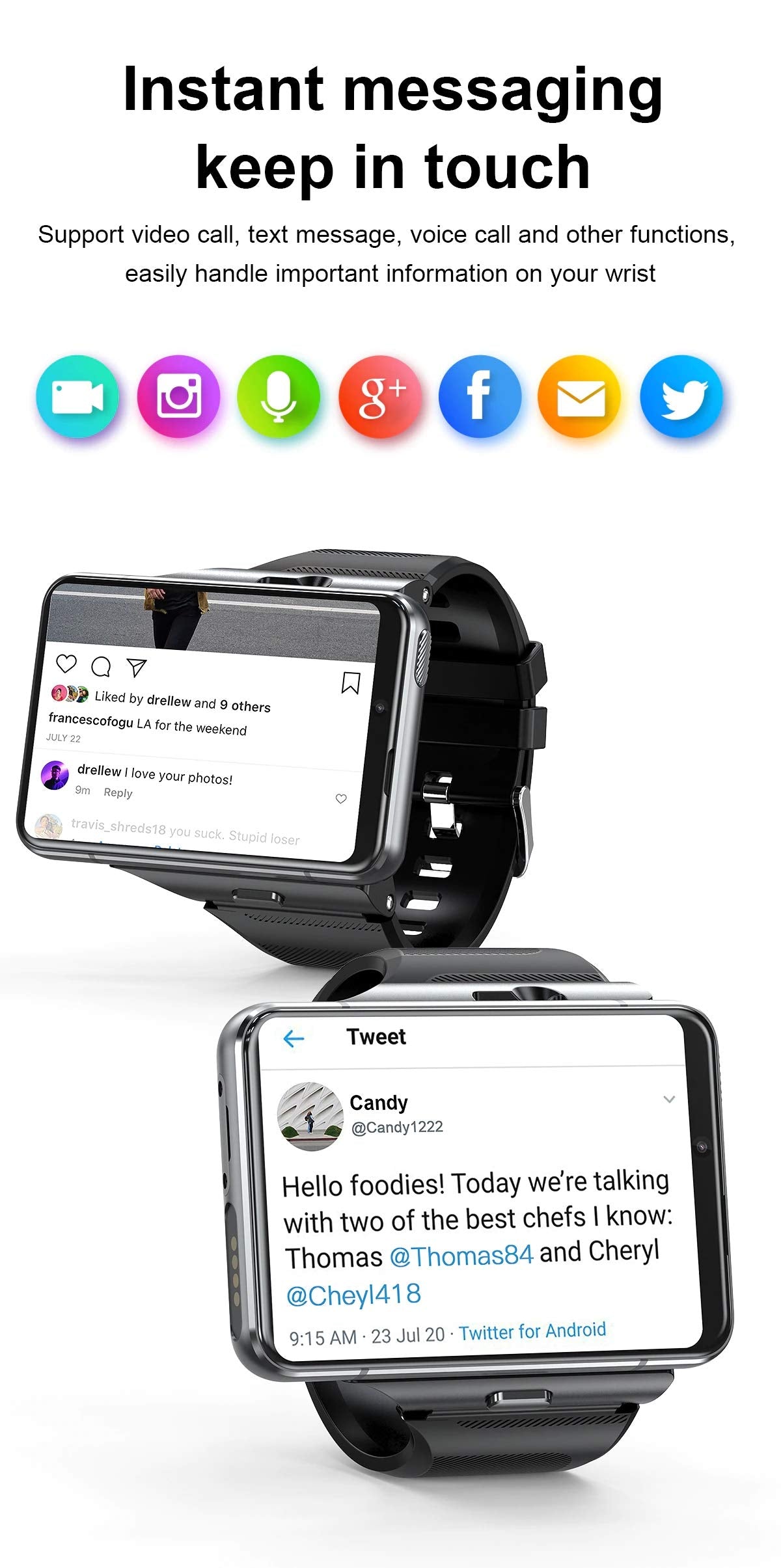 Smart Watch for Men, 4G Smartwatch 2.88 Inch Touch Screen Android 11 OS 6GB+128GB Activity Tracker with Face Unlock Dual Cameras WiFi GPS Detachable Band (Black, 6GB+128G)