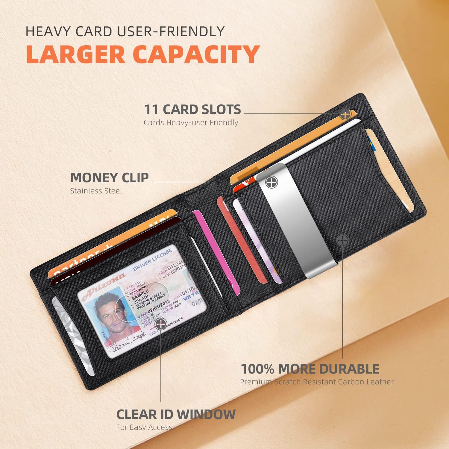 RUNBOX Slim Wallet for Men - RFID Blocking Leather Bifold with Money Clip | Minimalist Front Pocket Wallet Holds 11 Cards,Slim Thin Design,RFID Blocking Protection, Practical Birthday Gifts for Men