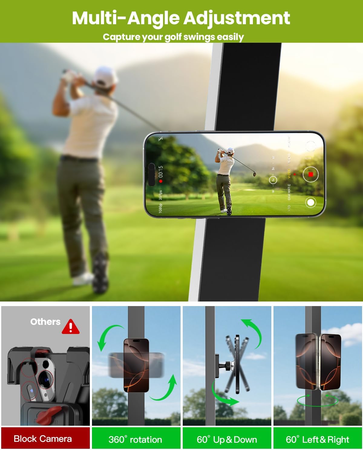 Magnetic Golf Cart Phone Holder, Golf Accessories for Men Golf Gifts Daddy | Premium Golf Cart Accessories For Men Dad Husband, Unique Magnet Phone Mount Holder, Golf Gift For Men, Car Accessory Father