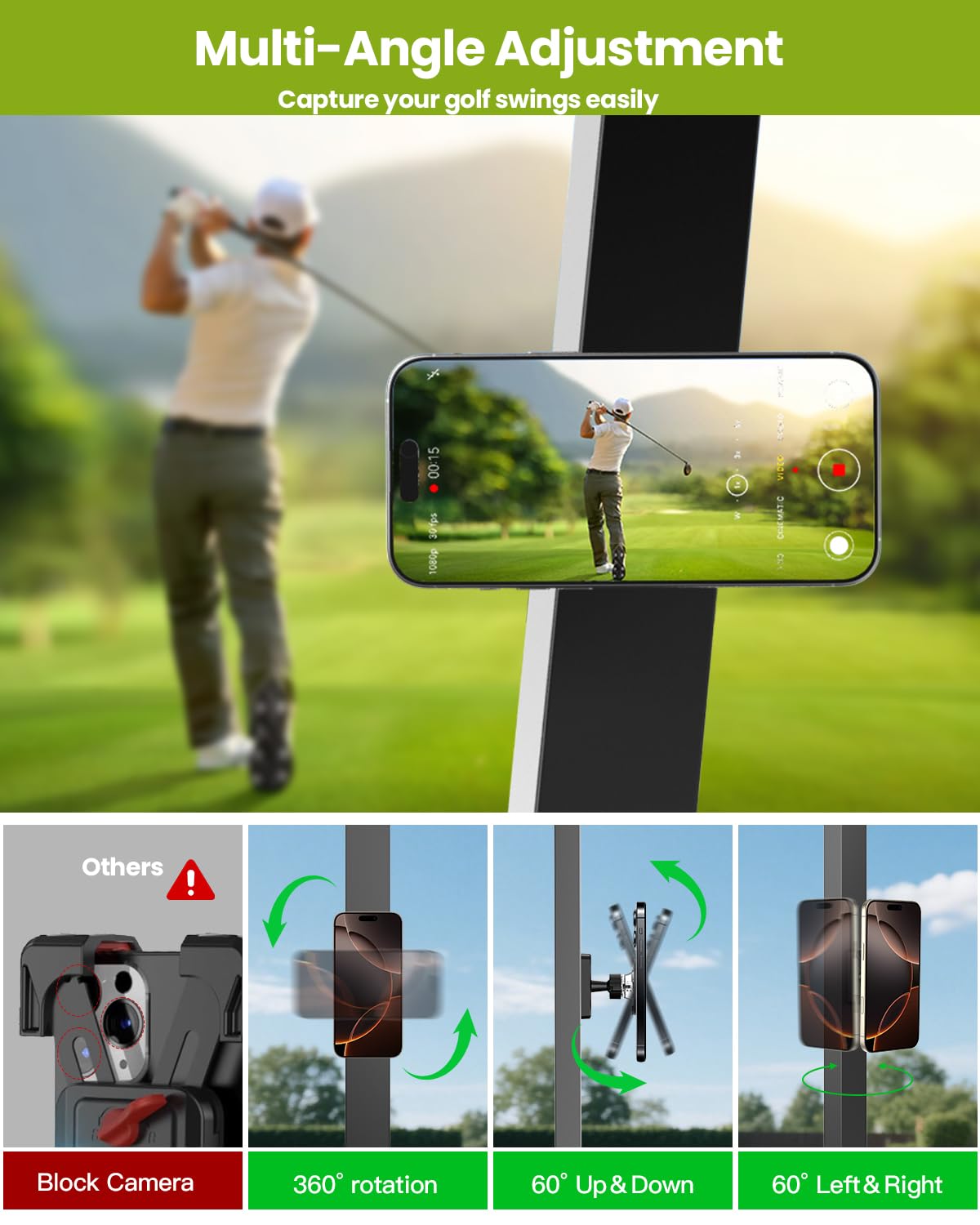 Magnetic Golf Cart Phone Holder, Golf Accessories for Men Golf Gifts Daddy | Premium Golf Cart Accessories For Men Dad Husband, Unique Magnet Phone Mount Holder, Golf Gift For Men, Car Accessory Father