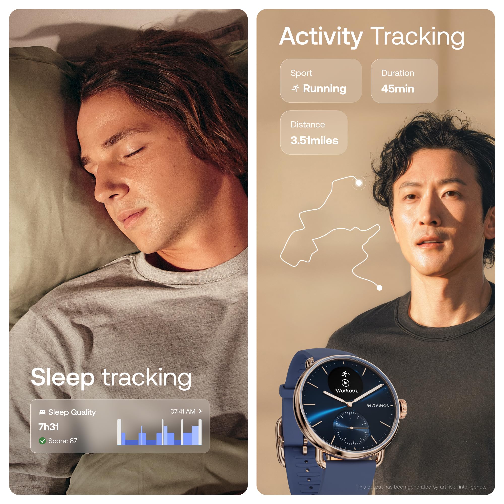 WITHINGS ScanWatch 2 - Hybrid Smart Watch, Heart Rate Monitoring, Fitness Tracker, Cycle Tracker, Sleep Monitoring, GPS Tracker, 30-Day Battery Life, Android & Apple Compatible, HSA/FSA