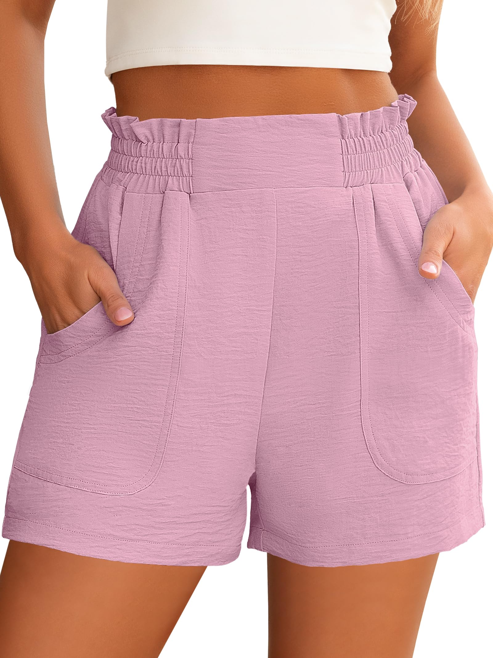 ANRABESS Shorts for Women Summer Casual Elastic High Waisted Wide Leg Cute Dressy 2026 Vacation Beach Clothes