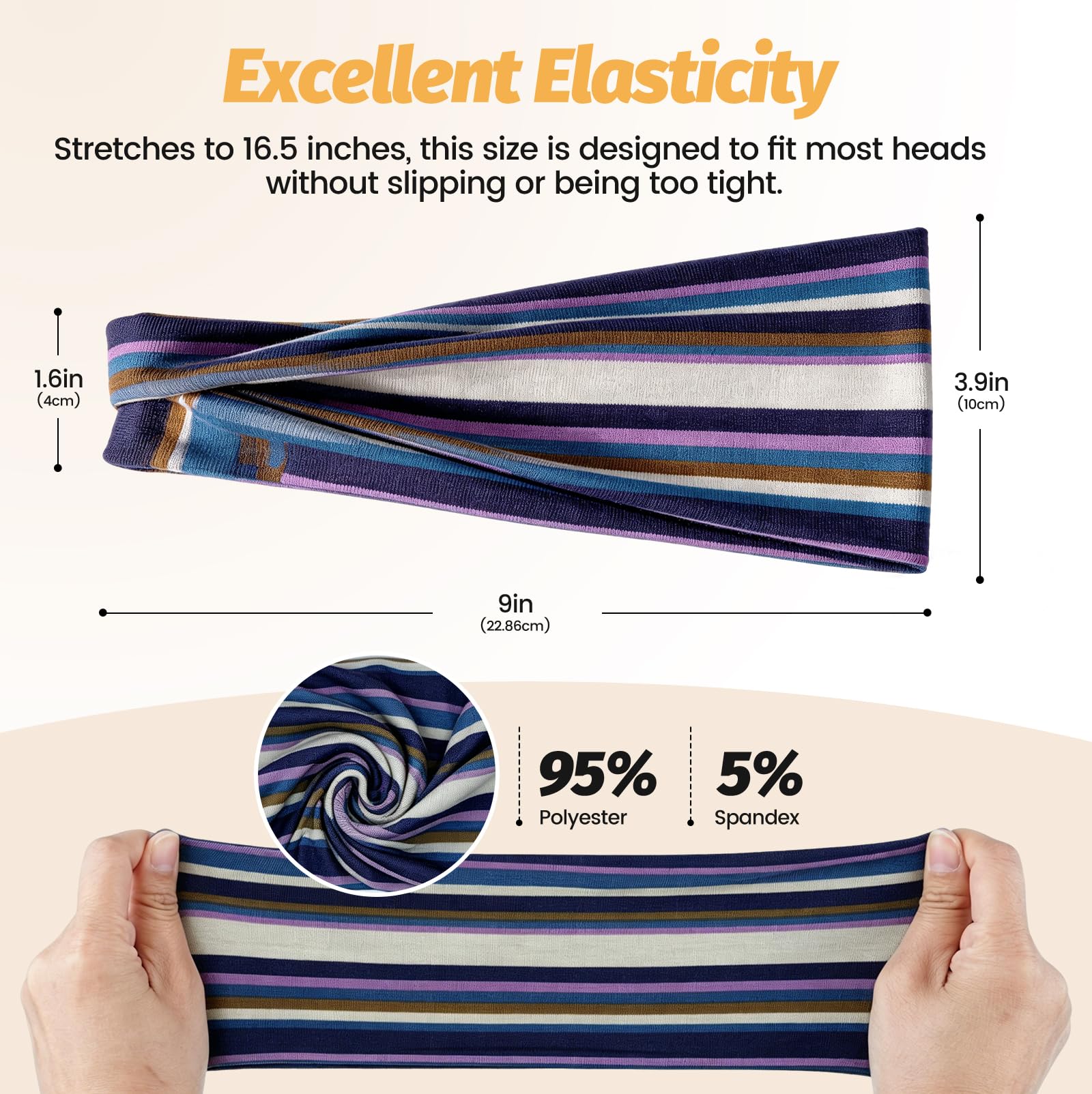 Headbands for Women - 6 Pack Wide Elastic Hair Bands | Stretchy Sweatbands Hair Bands | Soft Sports Thin Head Bands | Non-Slip Accessories Bands for Fashion, Washing Face, Workouts, Yoga, Daily Use
