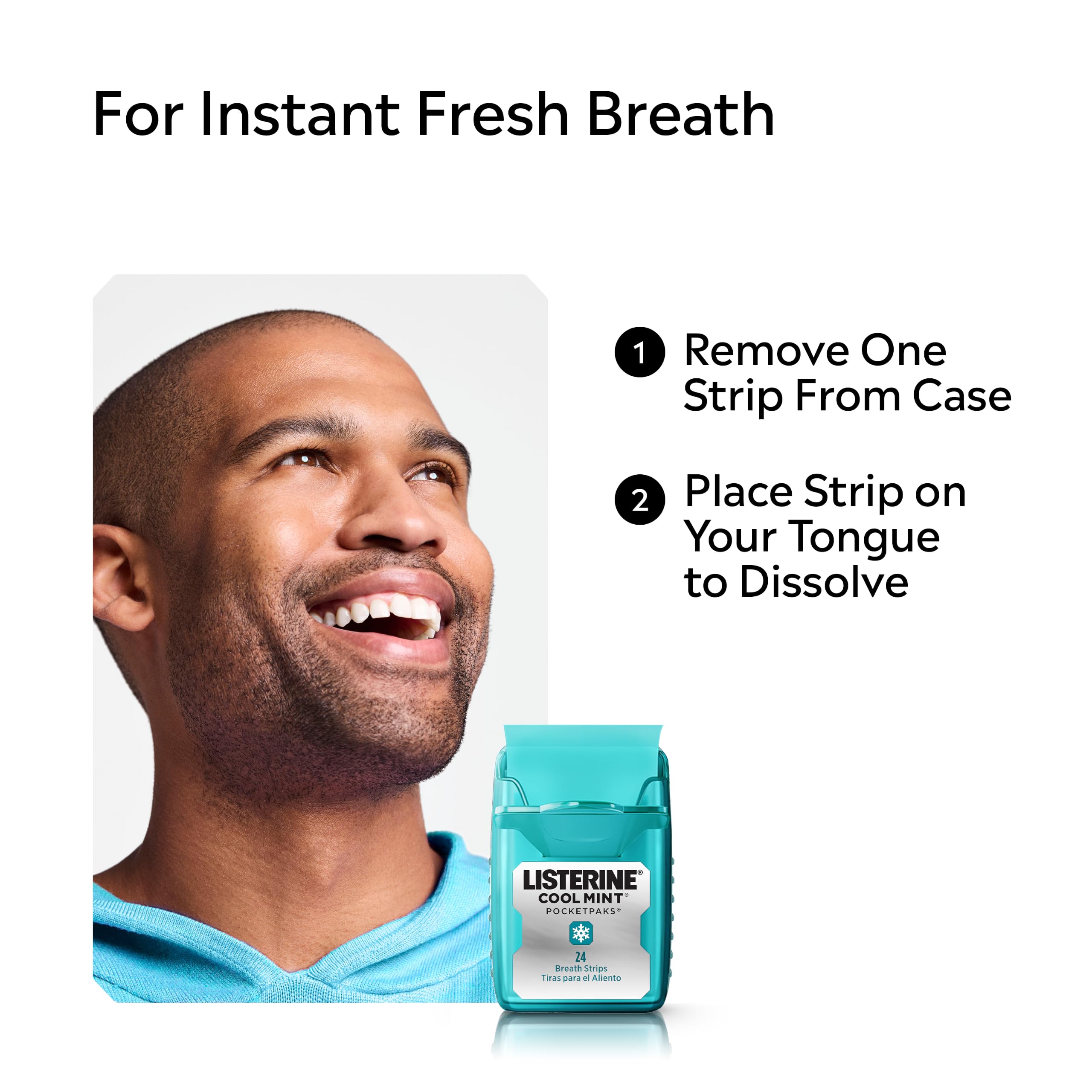 Listerine PocketPaks Breath Strips, Cool Mint, 24-Strip Pack, 3 Pack | Breath Freshener, Dissolves Instantly, Kills 99% of Bad Breath Germs, Travel Essentials