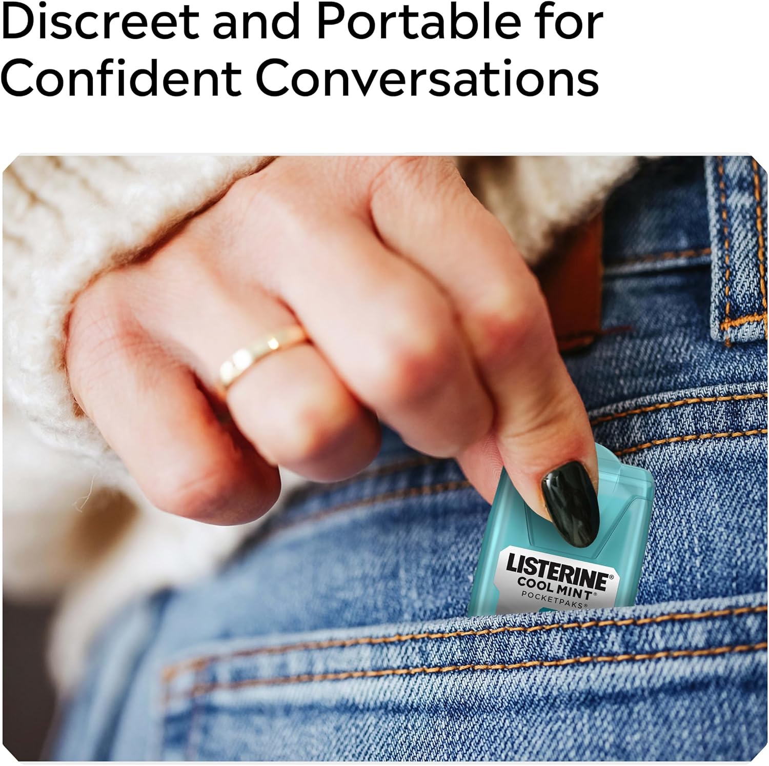 Listerine PocketPaks Breath Strips, Cool Mint, 24-Strip Pack, 3 Pack | Breath Freshener, Dissolves Instantly, Kills 99% of Bad Breath Germs, Travel Essentials