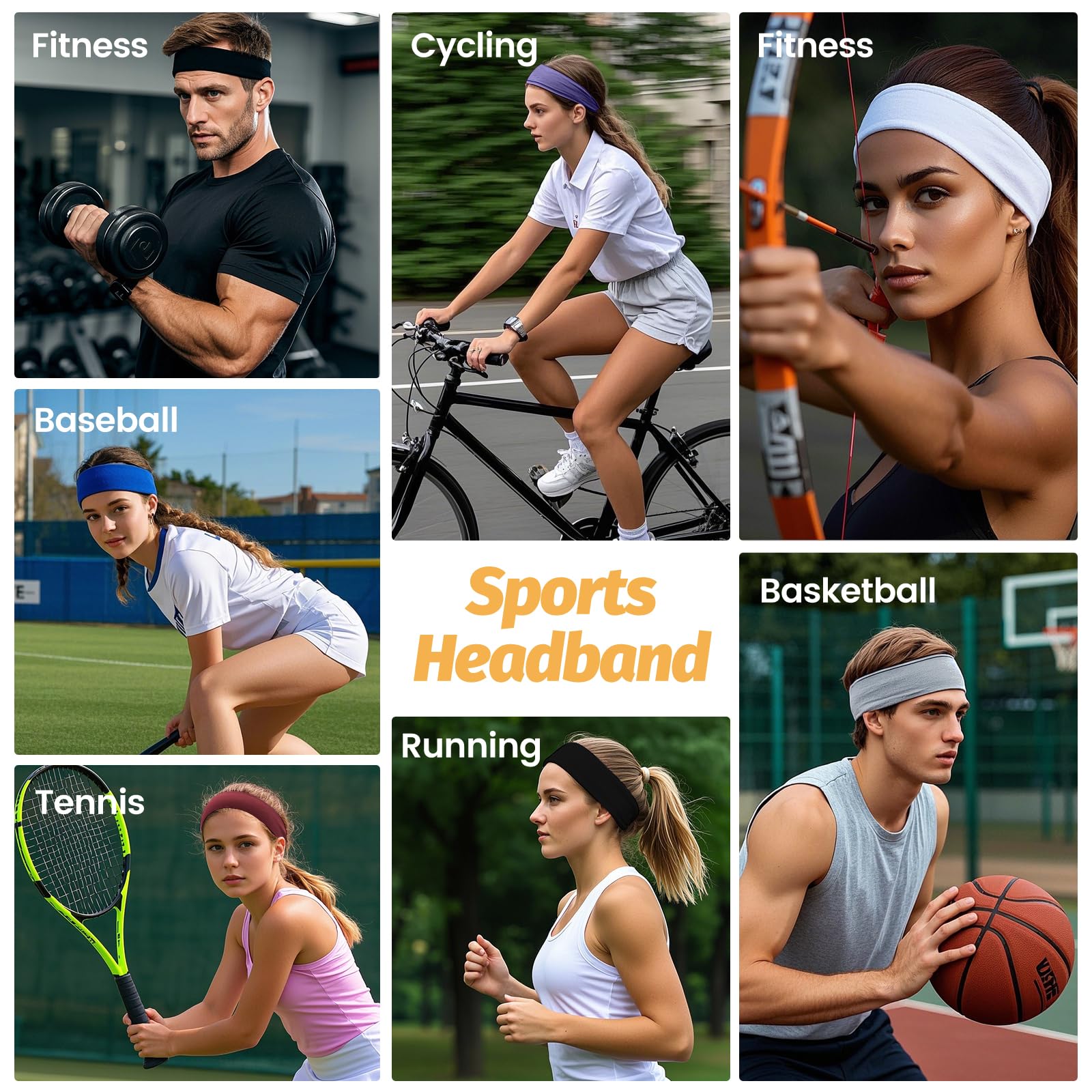 Headbands for Women - 6 Pack Wide Elastic Hair Bands | Stretchy Sweatbands Hair Bands | Soft Sports Thin Head Bands | Non-Slip Accessories Bands for Fashion, Washing Face, Workouts, Yoga, Daily Use